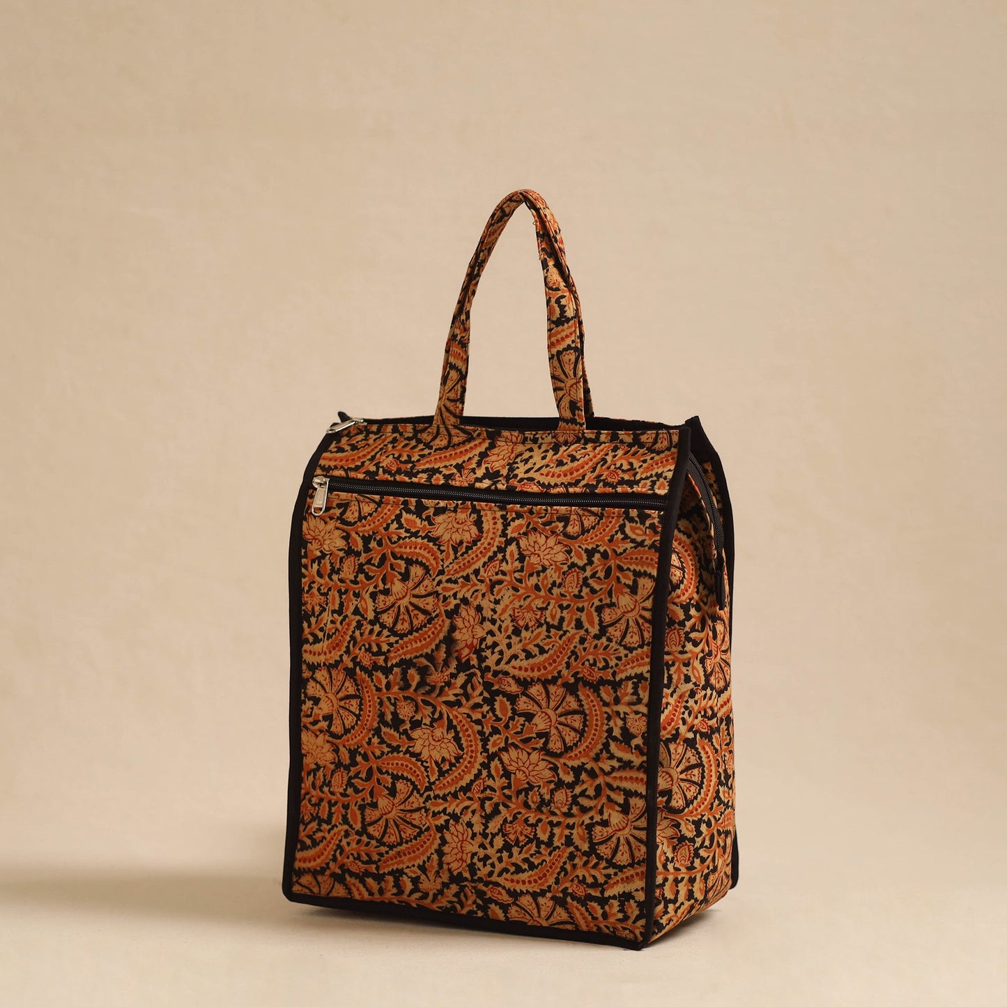 Orange Handcrafted Cotton Shopping Hand Bag
