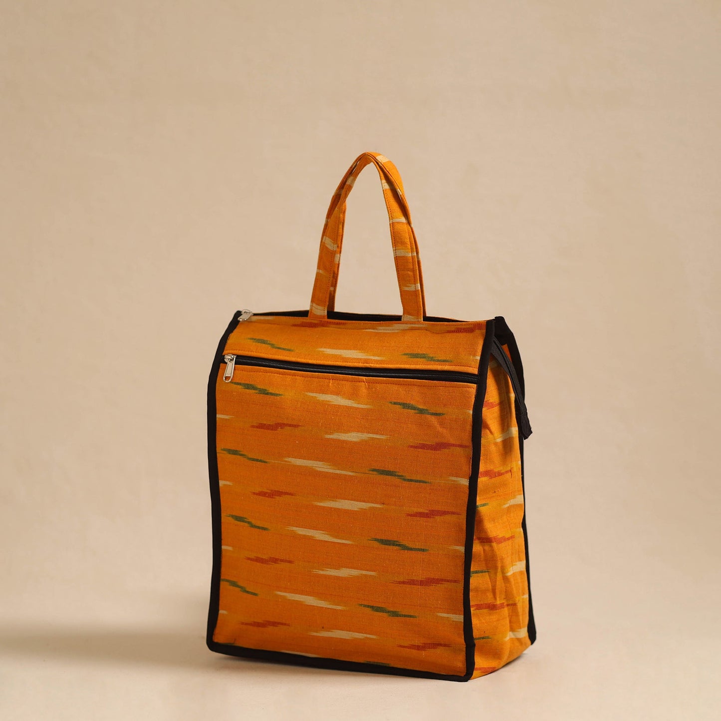 Orange Handcrafted Cotton Shopping Hand Bag