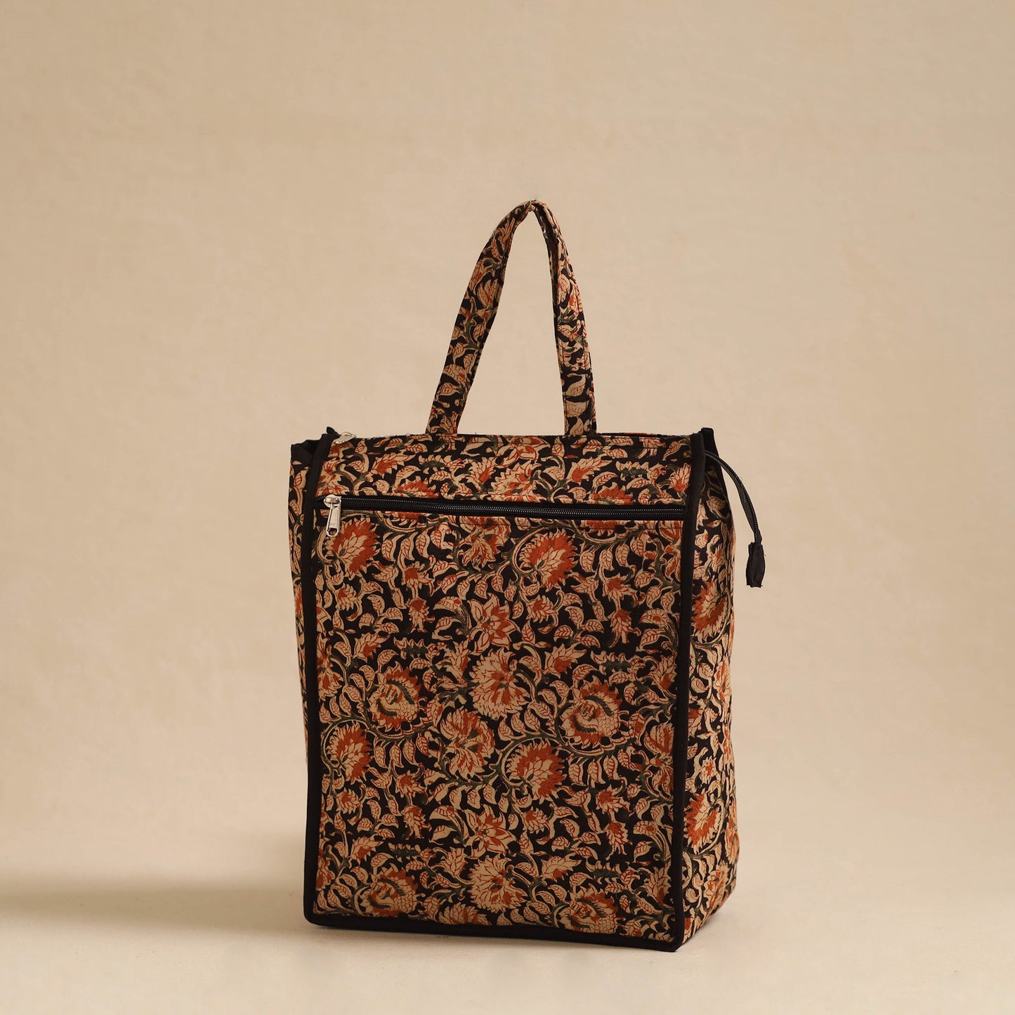 Orange Handcrafted Cotton Shopping Hand Bag Online in India