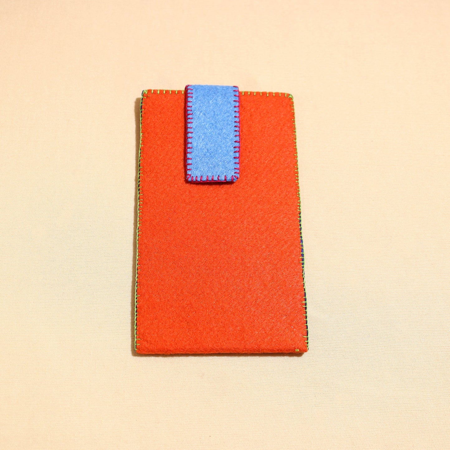 Orange Handcrafted Embroidered Felt Mobile Pouch