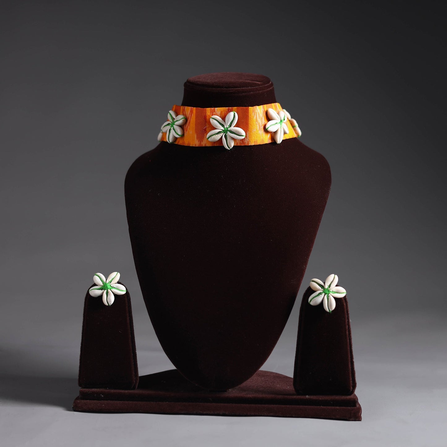 Orange - handcrafted fabart choker necklace set 21