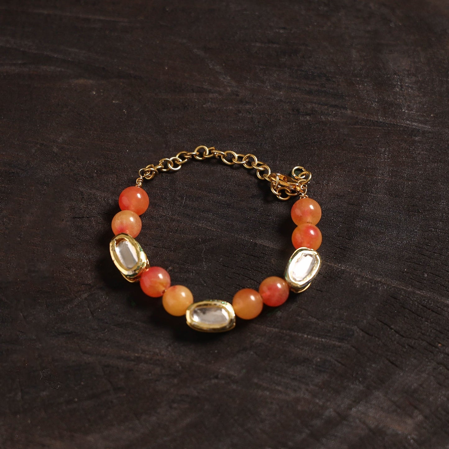 Handcrafted glass stone kundan work bracelet 37