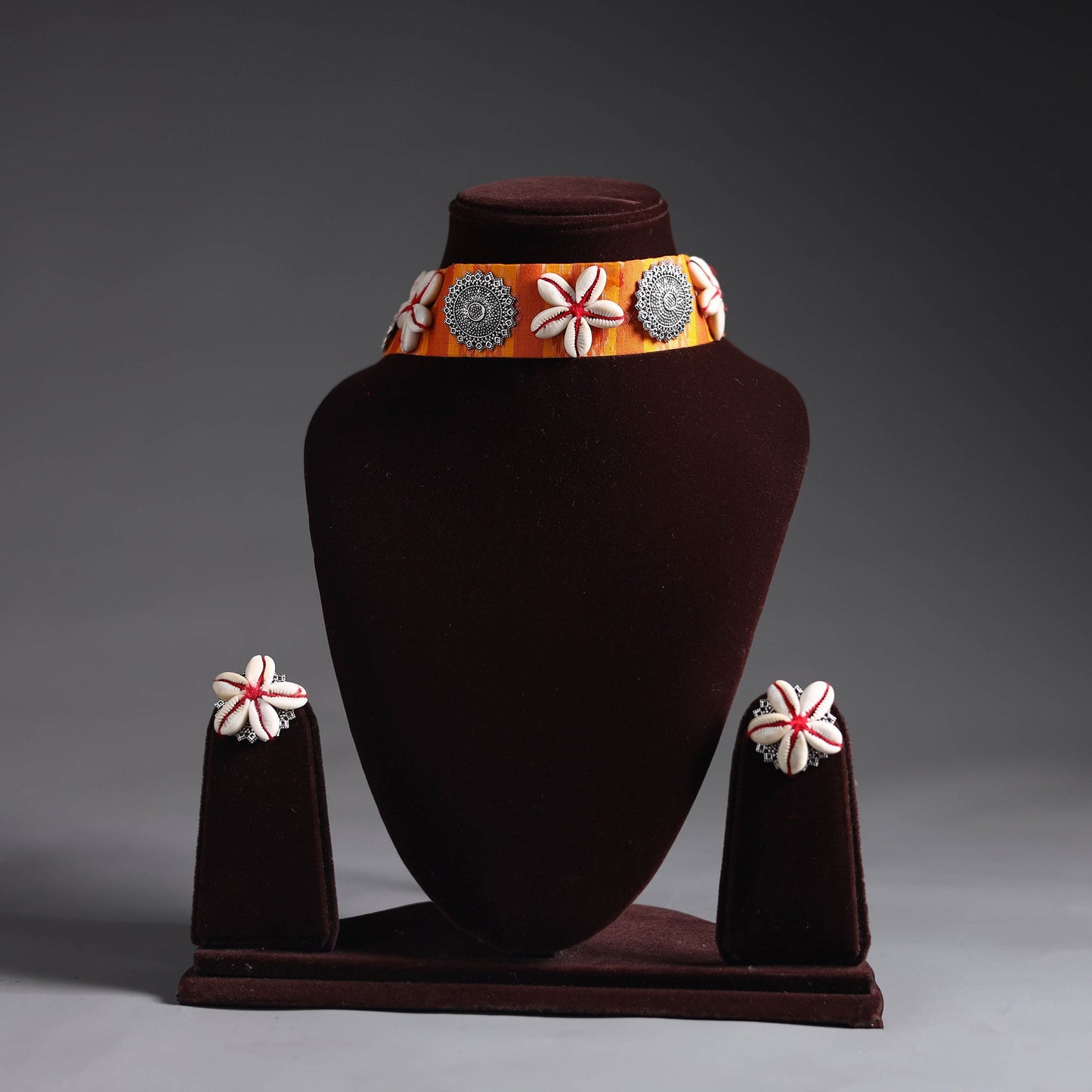 Orange - handcrafted gs fabart choker necklace set 20