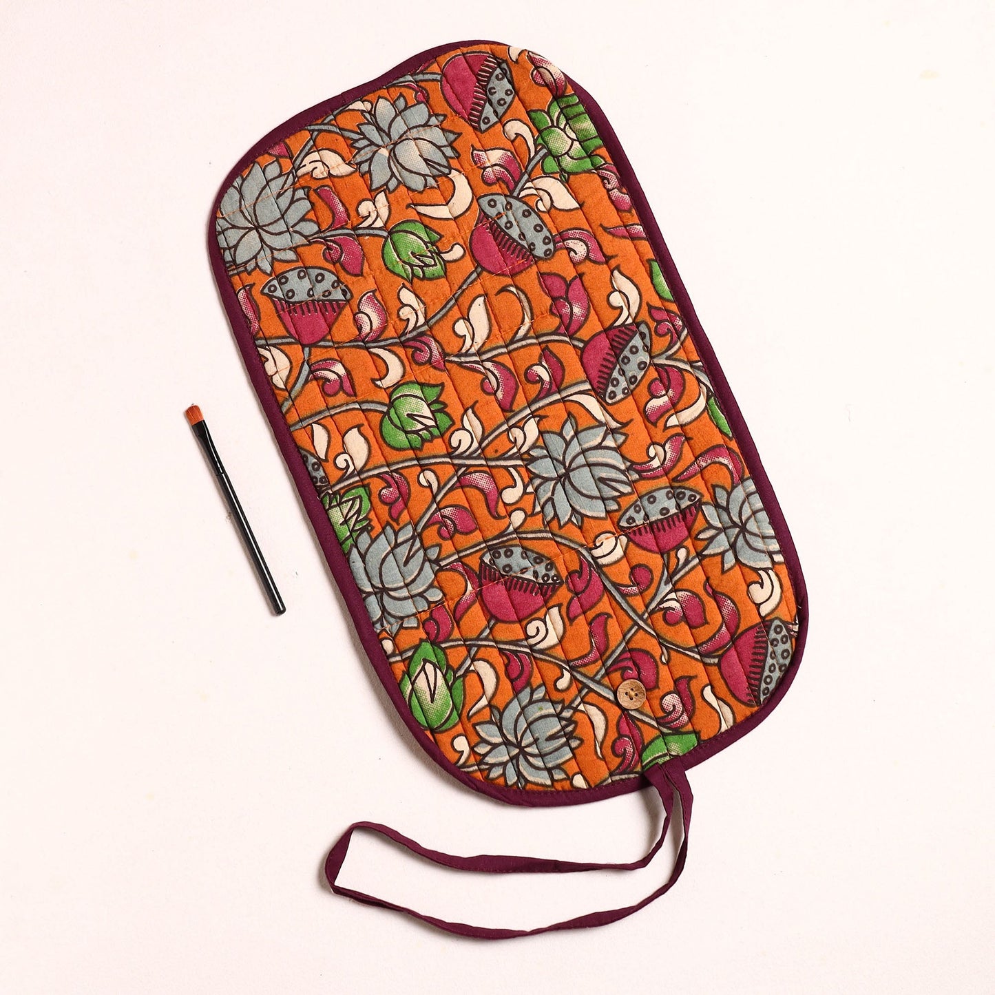 Handcrafted Multipurpose Segmented Make-up Brush Wrap Pouch/Case 08