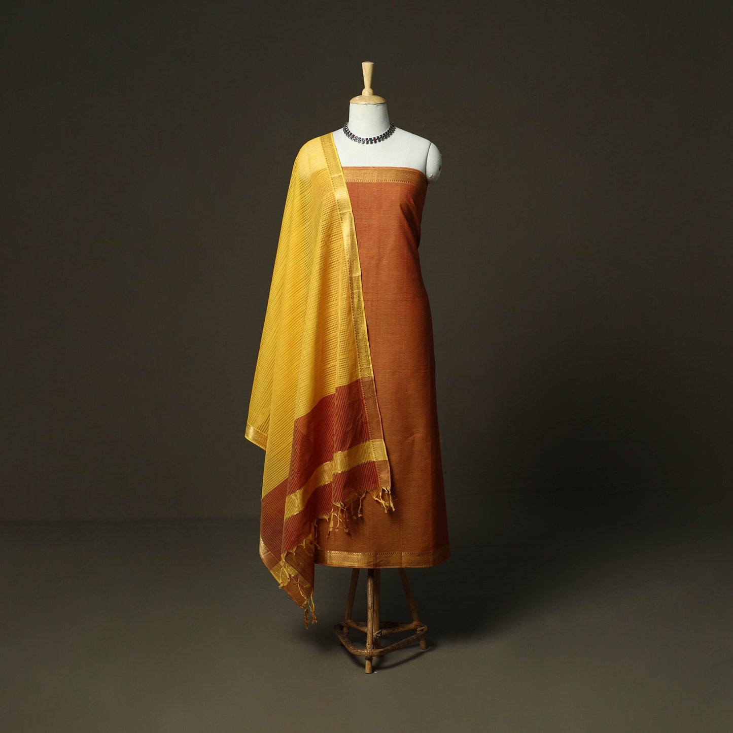 Handloom cotton mangalagiri 3pc unstitched dress material