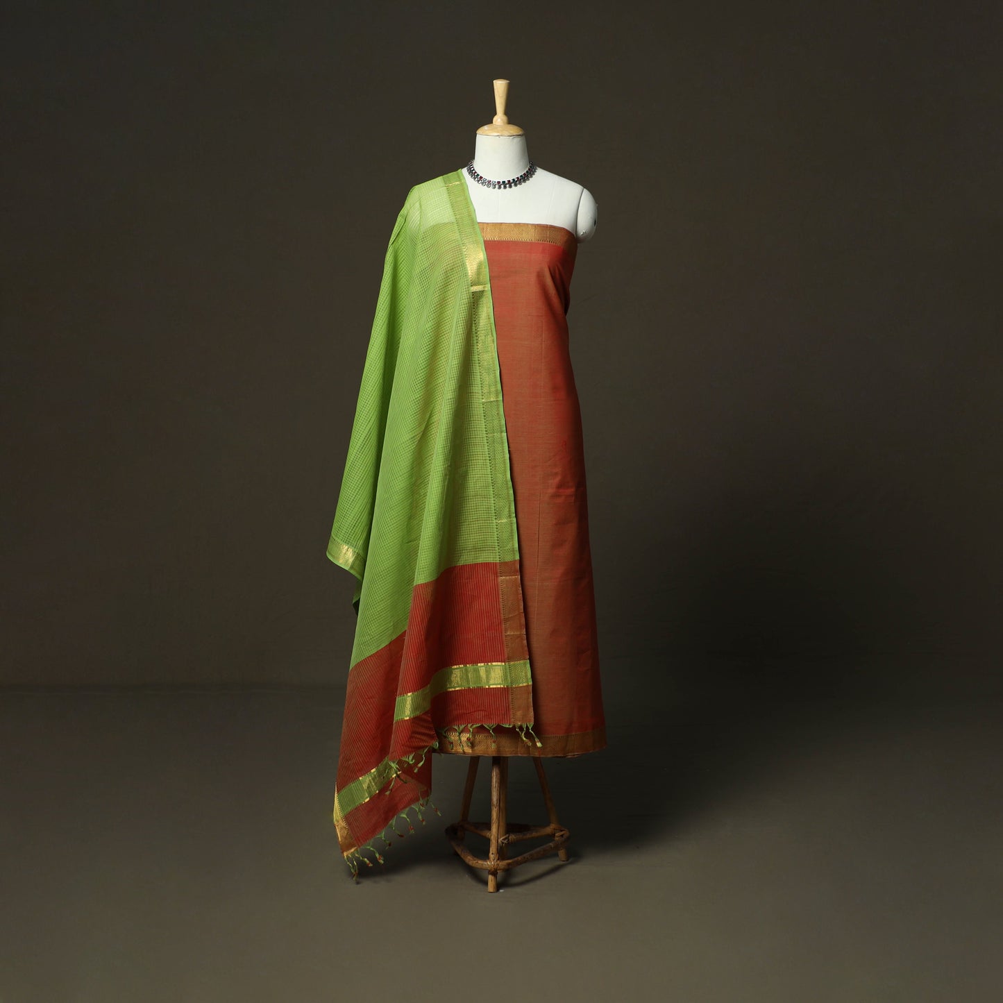 Handloom cotton mangalagiri 3pc unstitched dress material