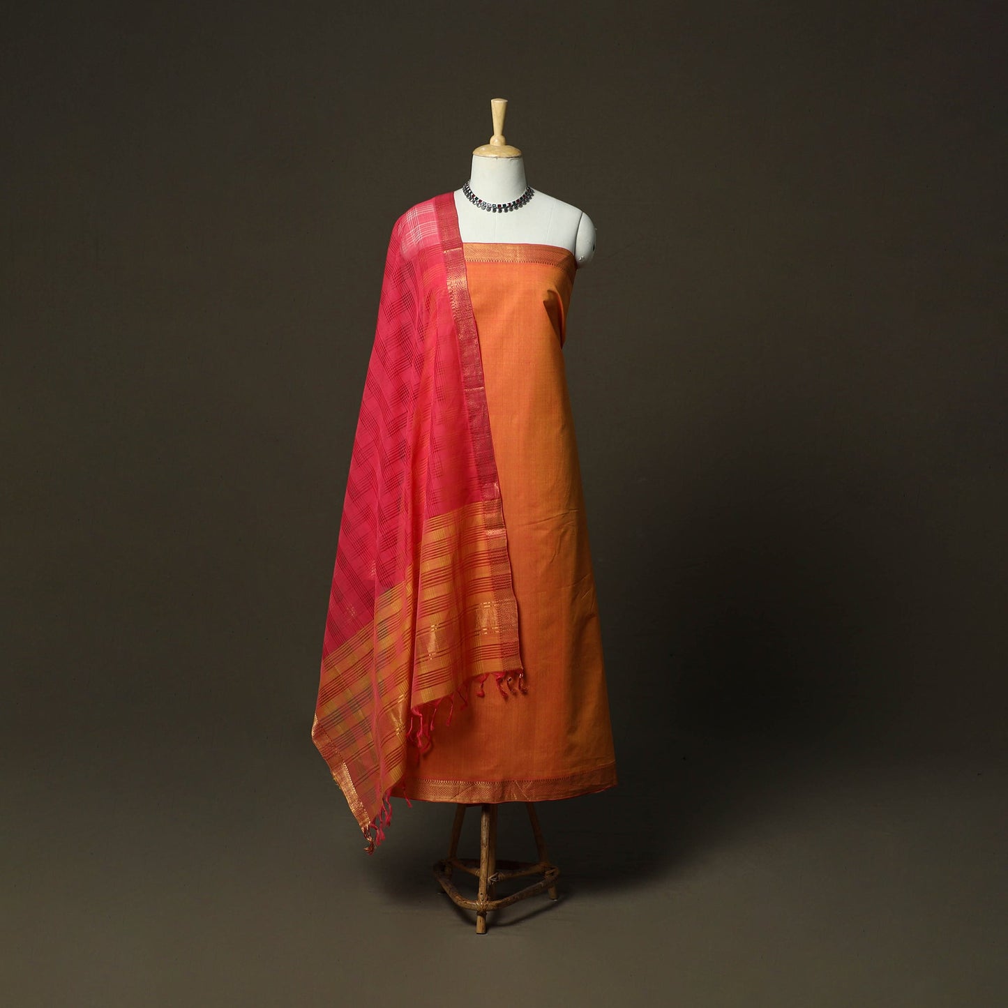 Handloom cotton mangalagiri 3pc unstitched dress material