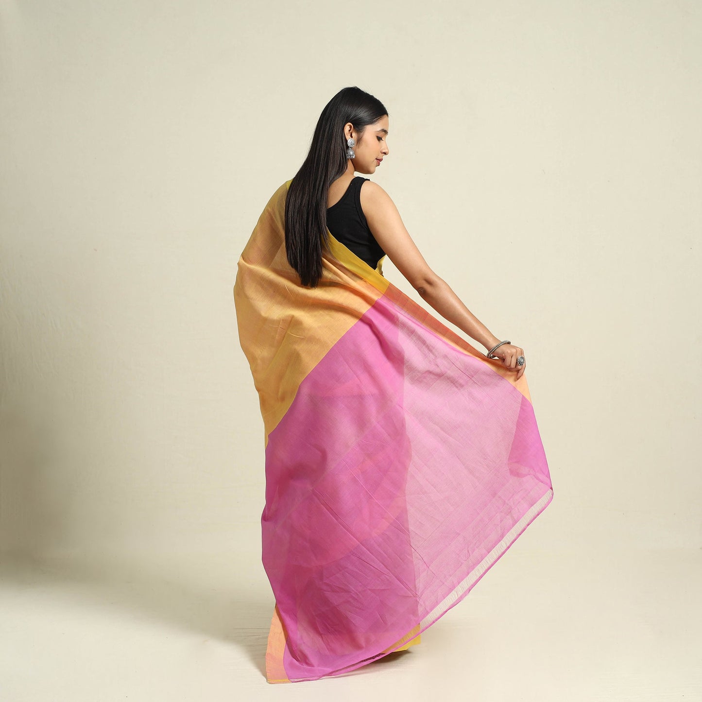 Orange Handloom Cotton Mangalagiri Saree