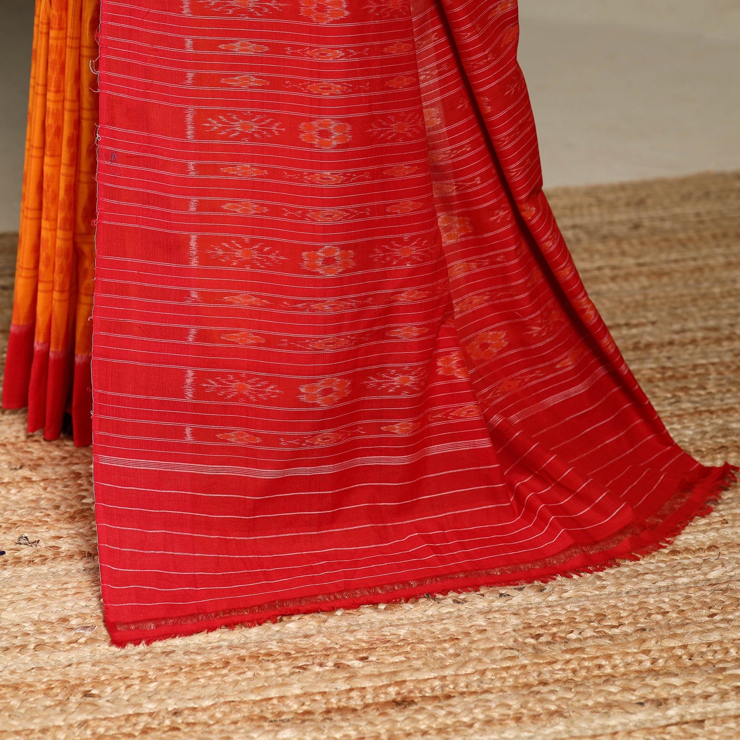 Orange - handloom cotton sambalpuri ikat saree 57