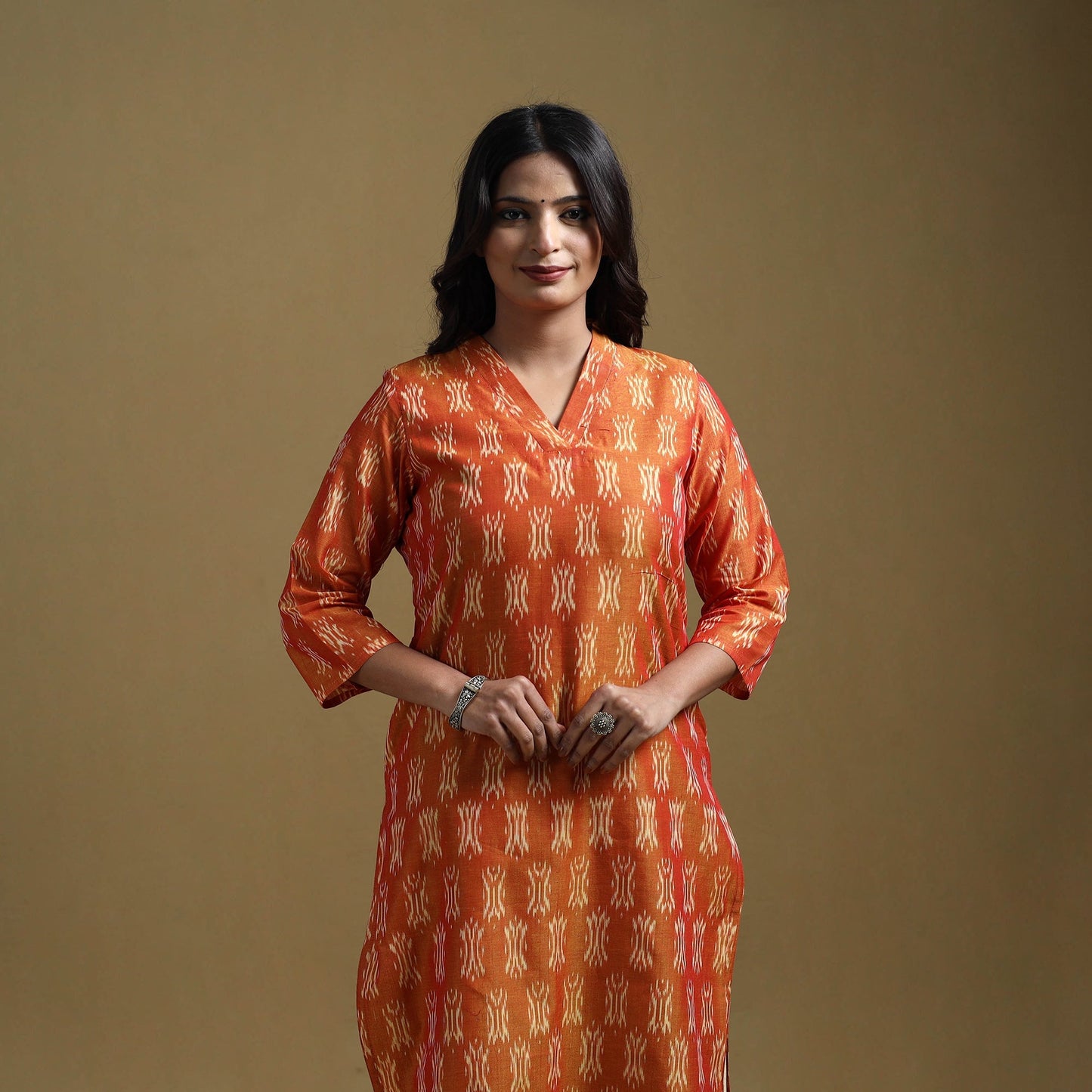 Handloom mercerised cotton pochampally ikat 2pc kurta set