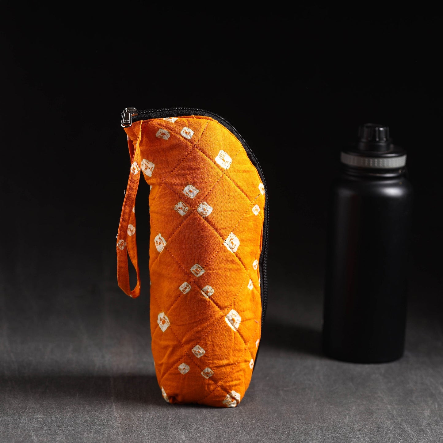 Orange Handmade Cotton 1L Water Bottle Cover