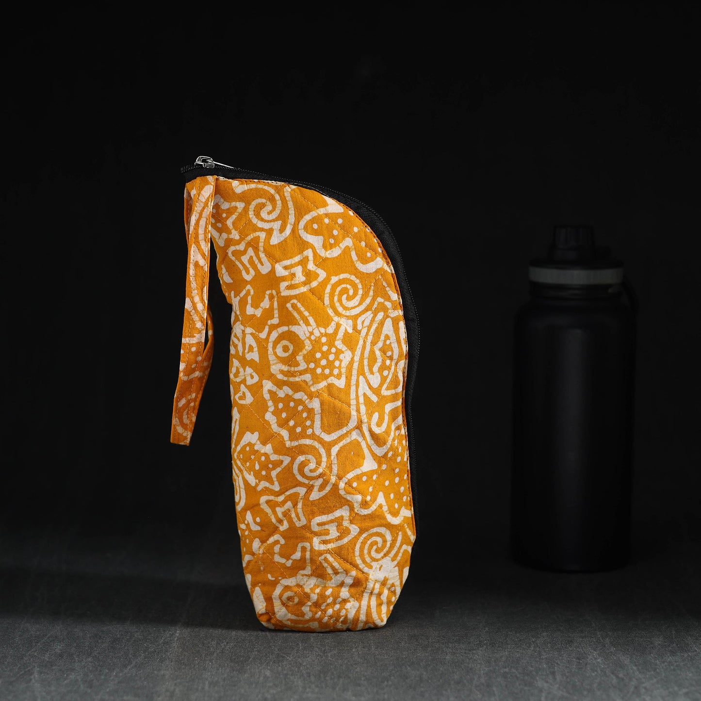 Orange Handmade Cotton 1L Water Bottle Cover