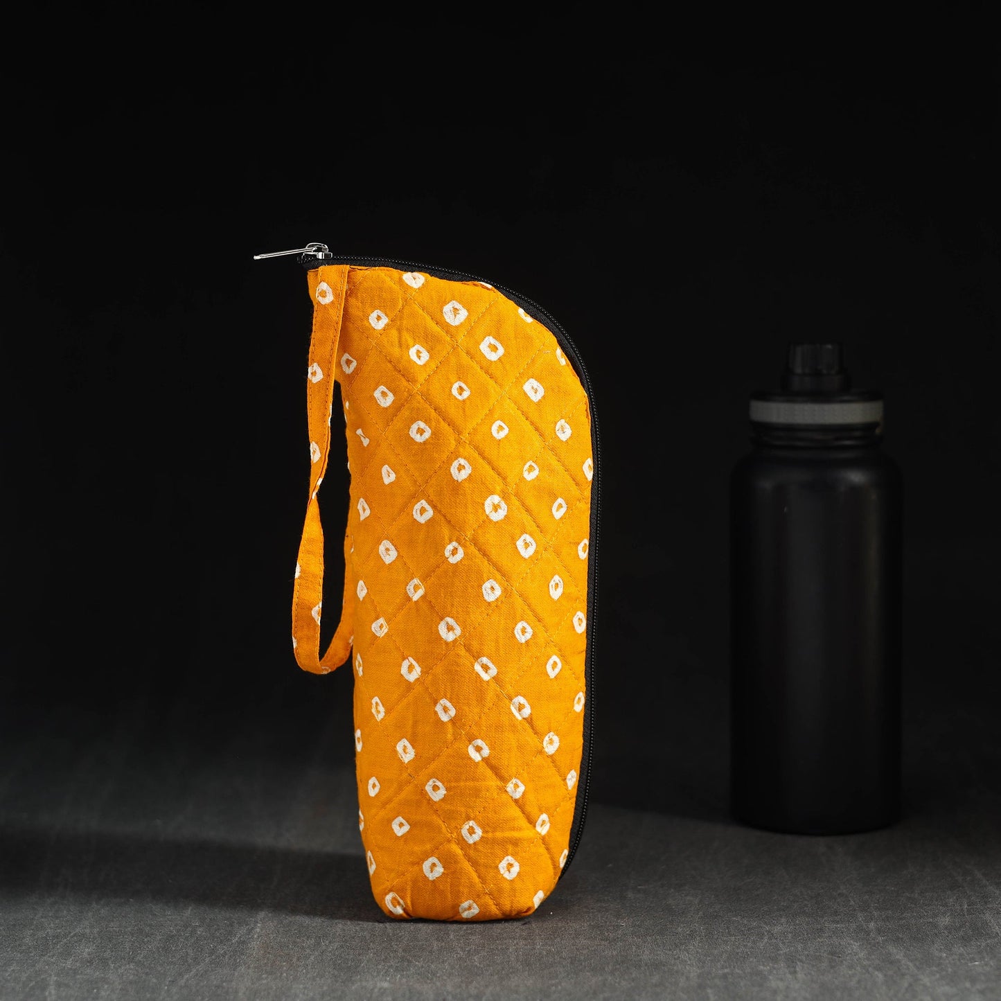 Orange Handmade Cotton 1L Water Bottle Cover