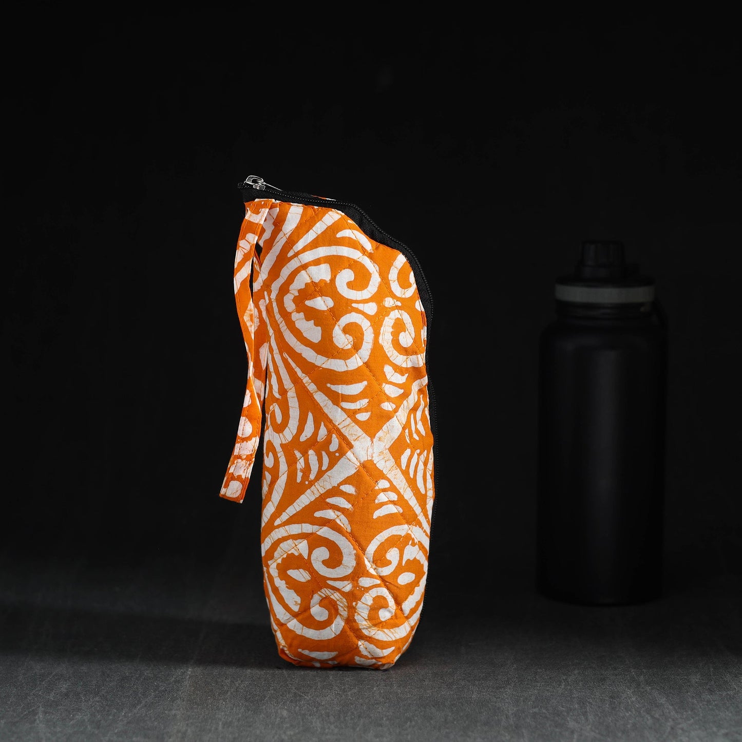 Orange Handmade Cotton 1L Water Bottle Cover