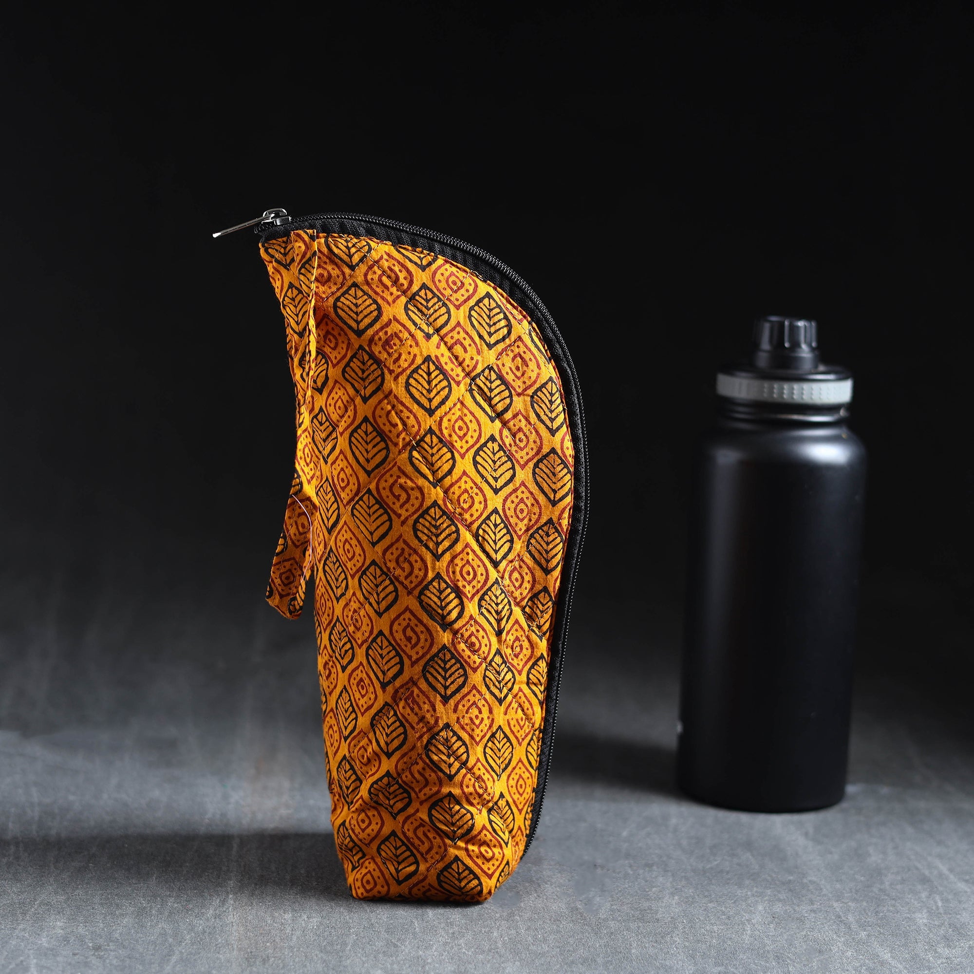 Black - Handmade Cotton 1L Water Bottle Cover 03