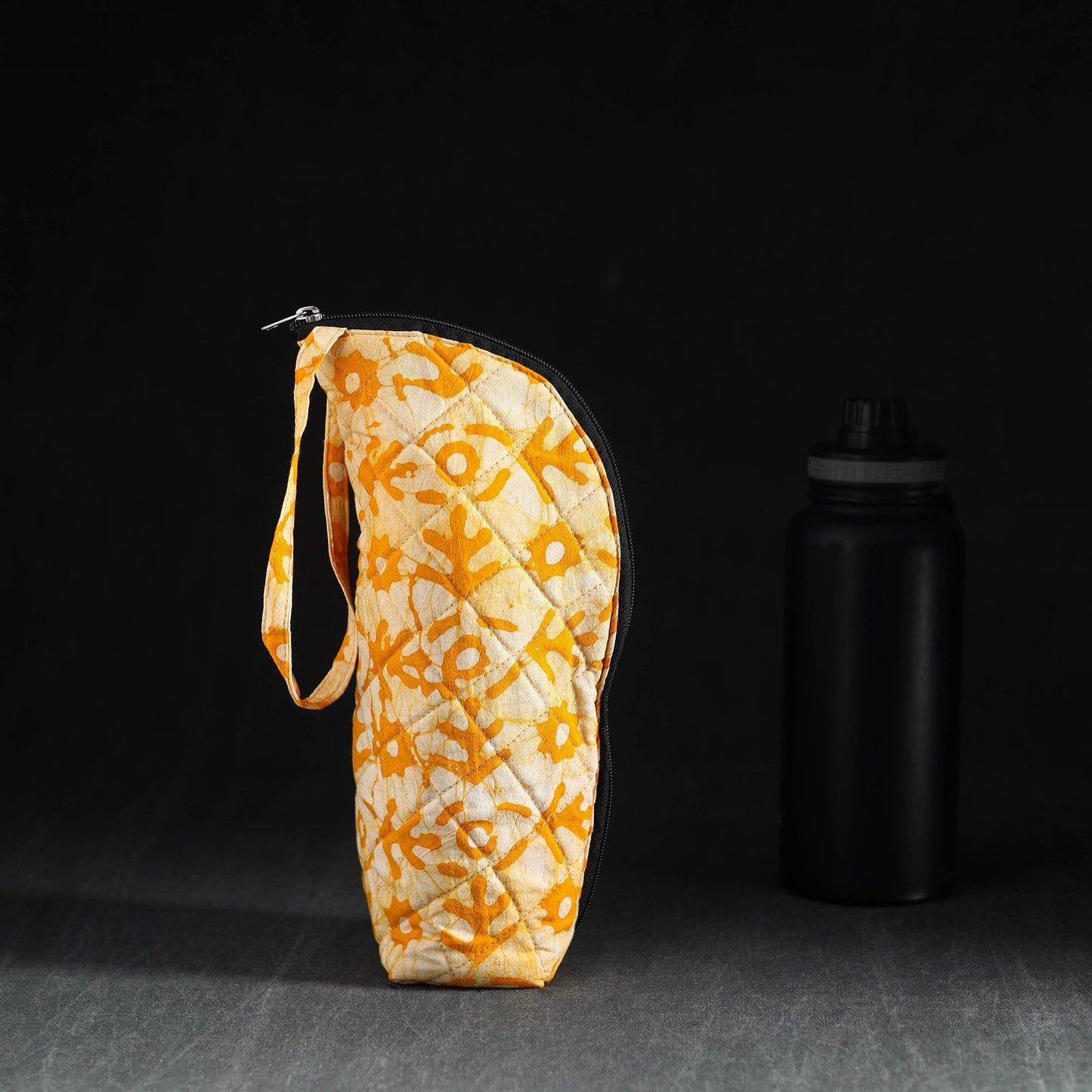 Orange Handmade Cotton 1L Water Bottle Cover