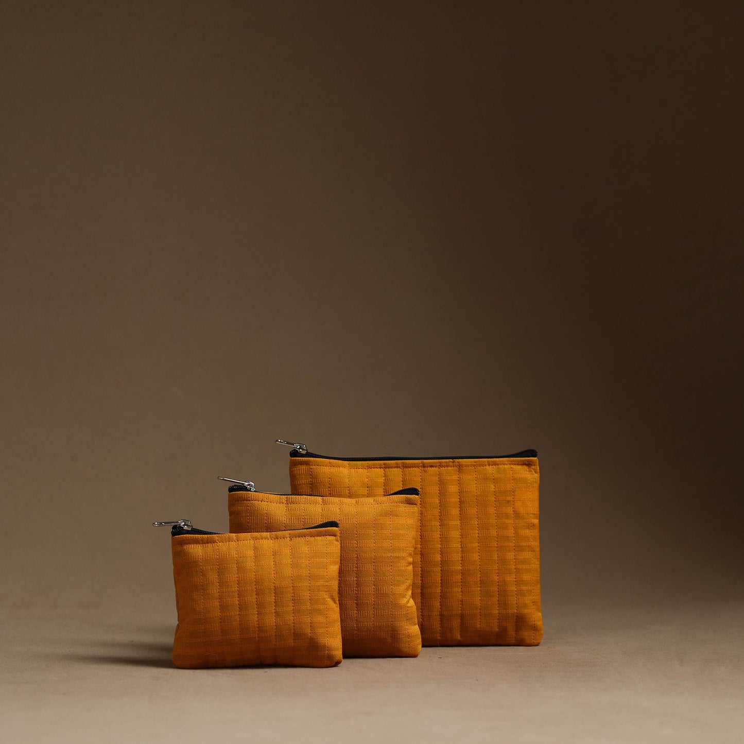 Orange - handmade cotton multipurpose utility pouches (set