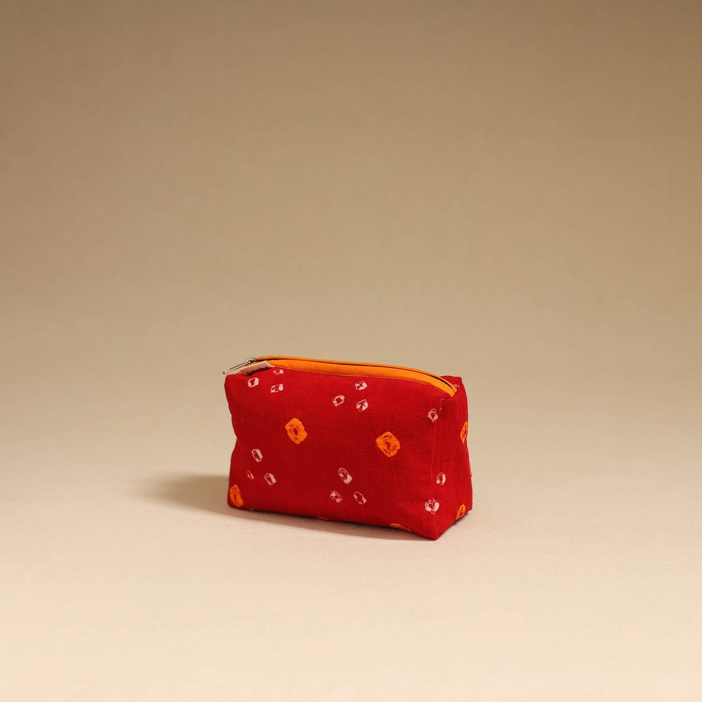 Orange - handmade cotton toiletry pouch 14 - handcrafted