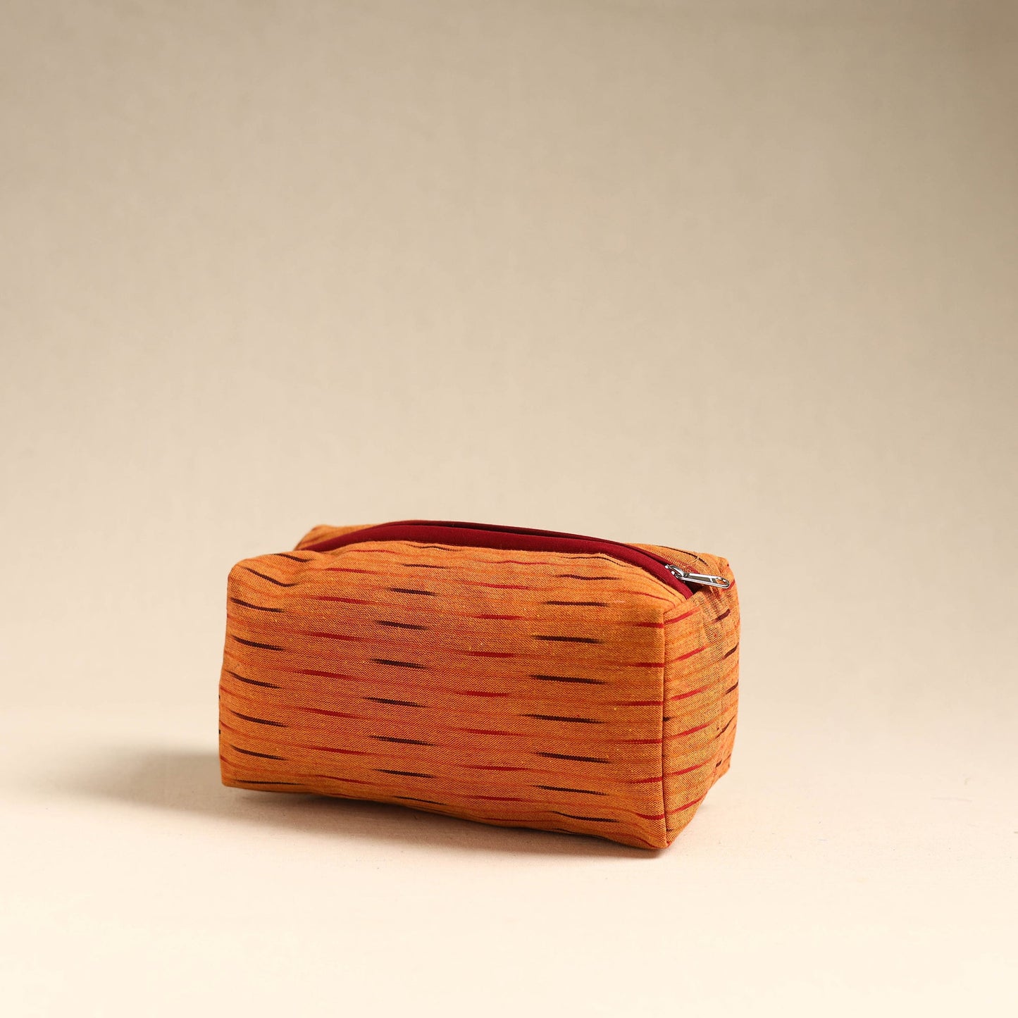 Orange Handmade Cotton Toiletry Pouch