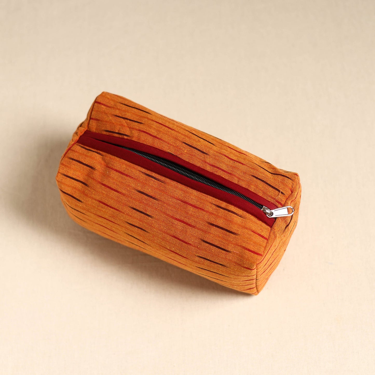 Orange Handmade Cotton Toiletry Pouch