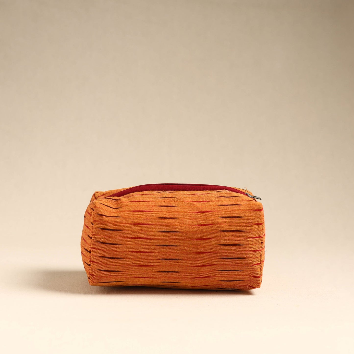 Orange Handmade Cotton Toiletry Pouch
