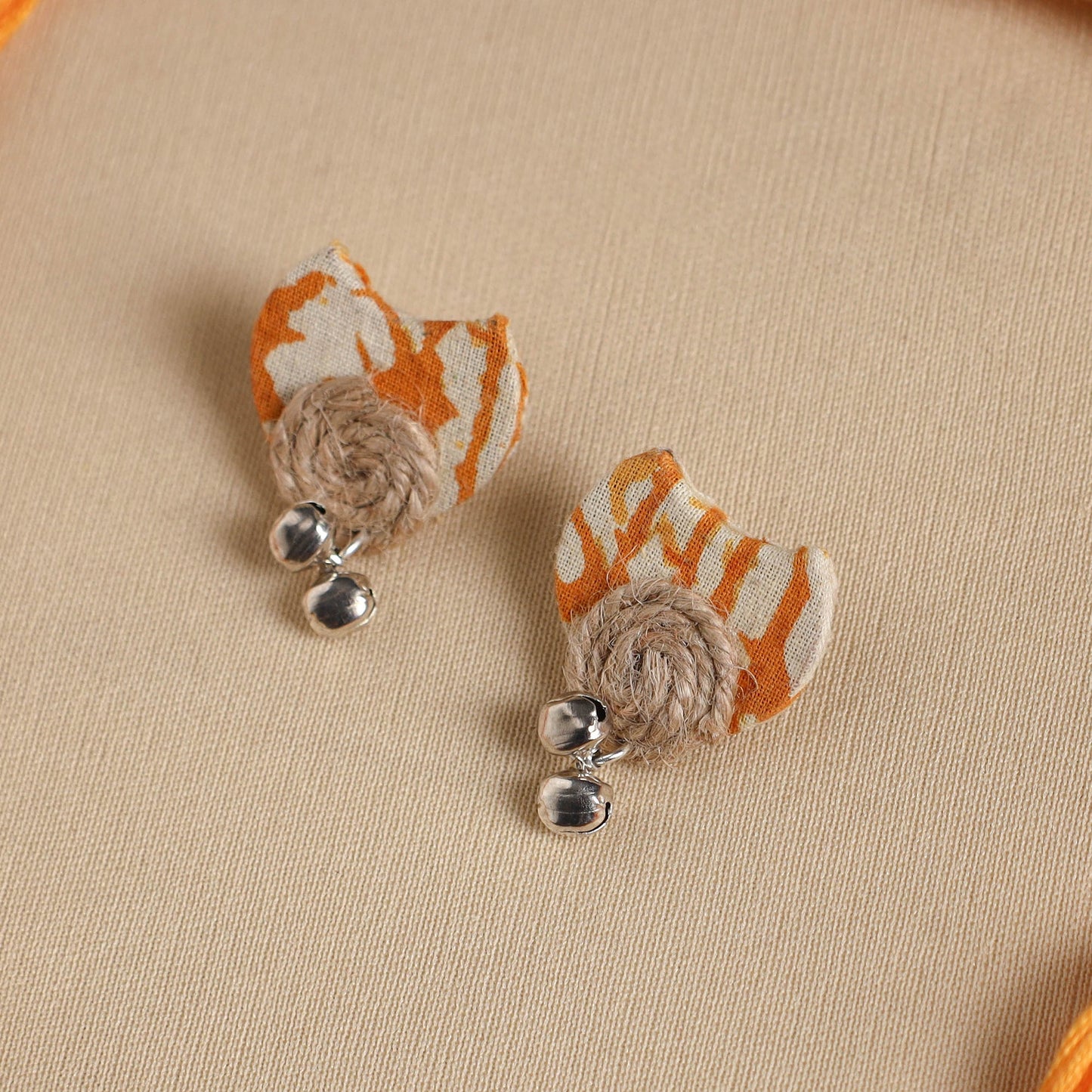 Orange - handmade fabart jute necklace set 16 - handcrafted