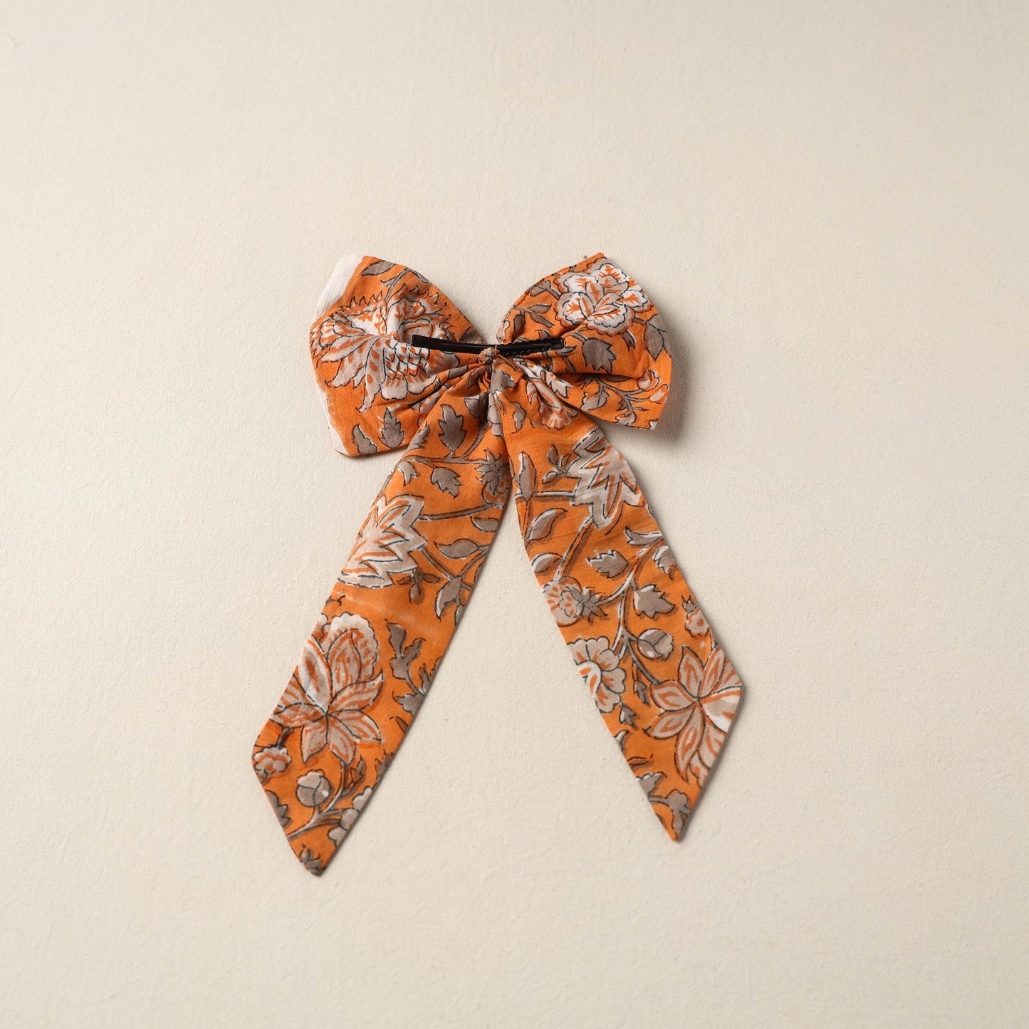 Orange Handmade Fabric Bow Hair Clip