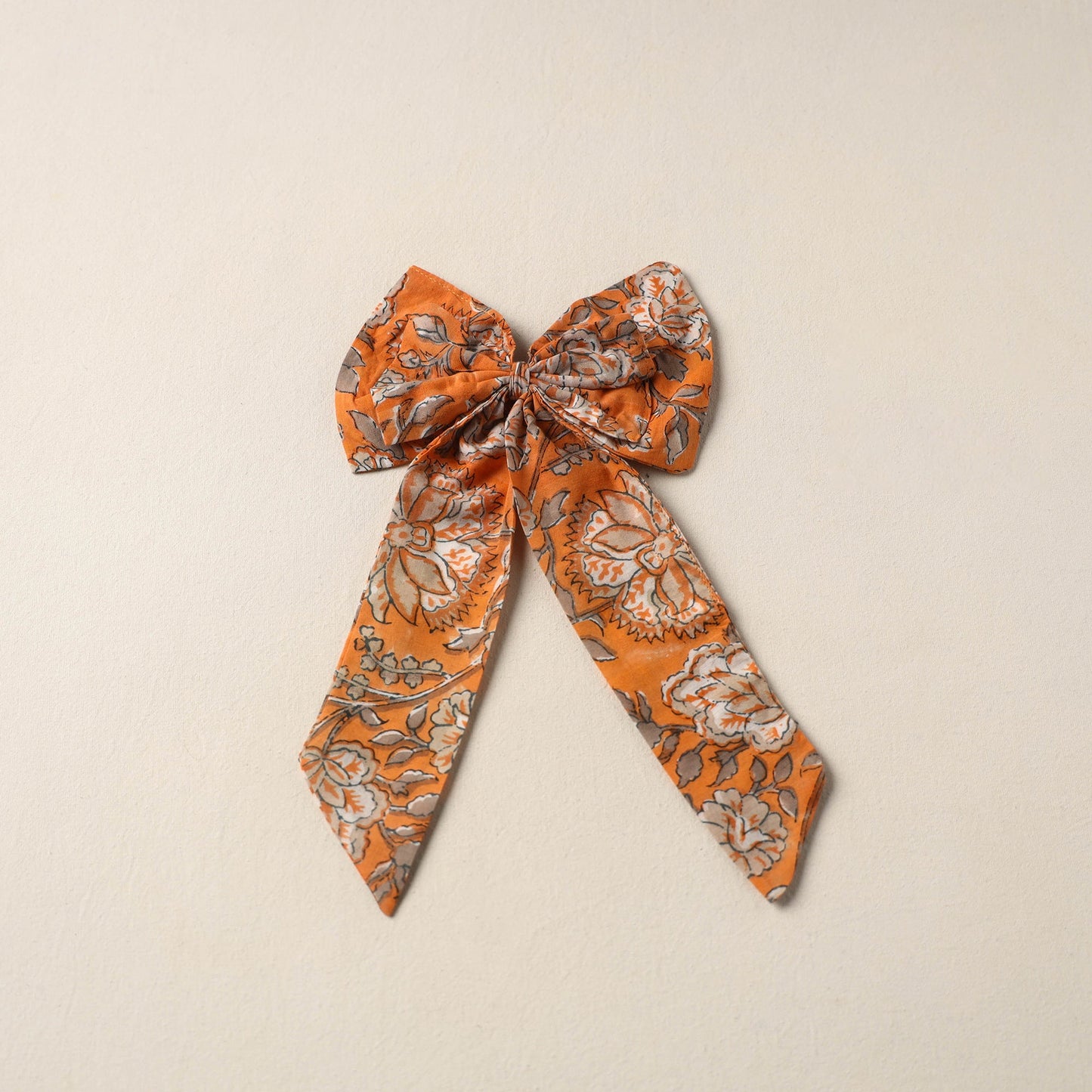 Orange Handmade Fabric Bow Hair Clip