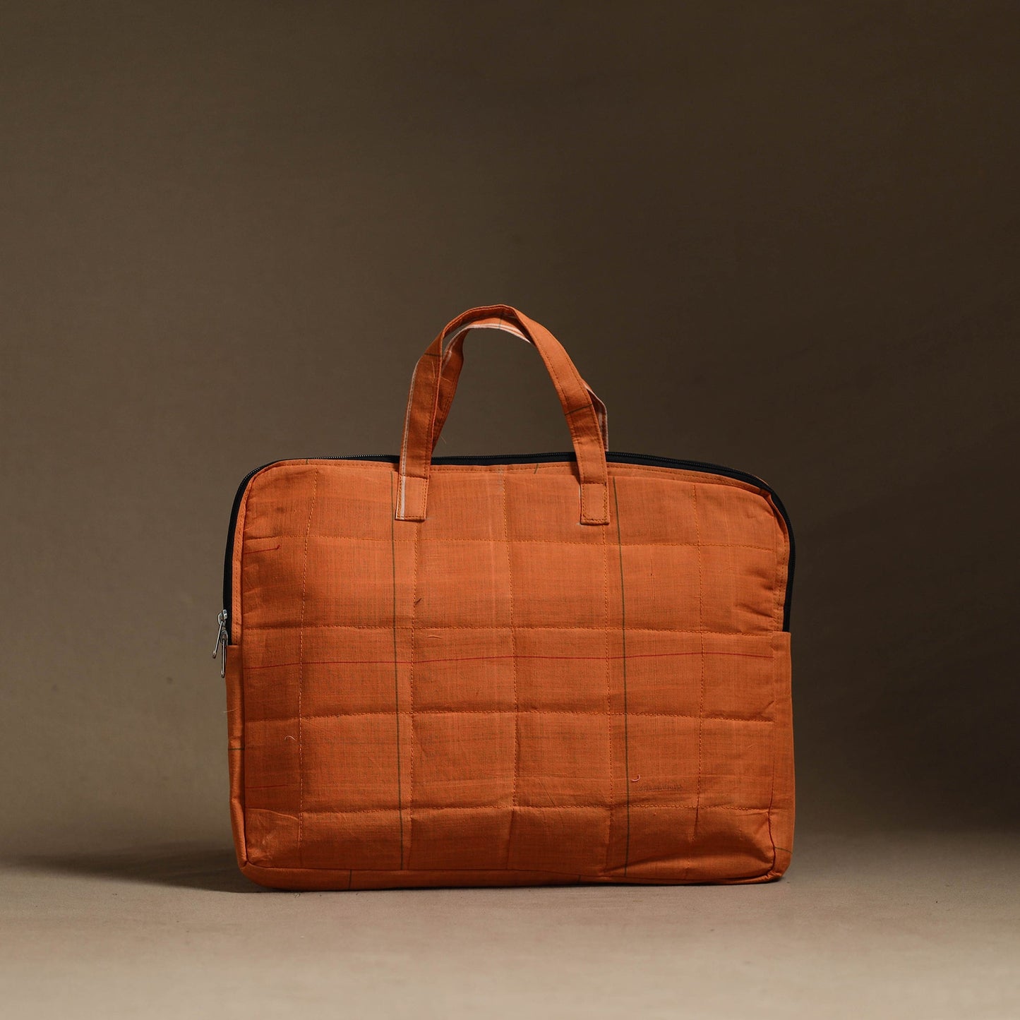Orange Handmade Quilted Cotton Laptop Bag (13 x 16 in)