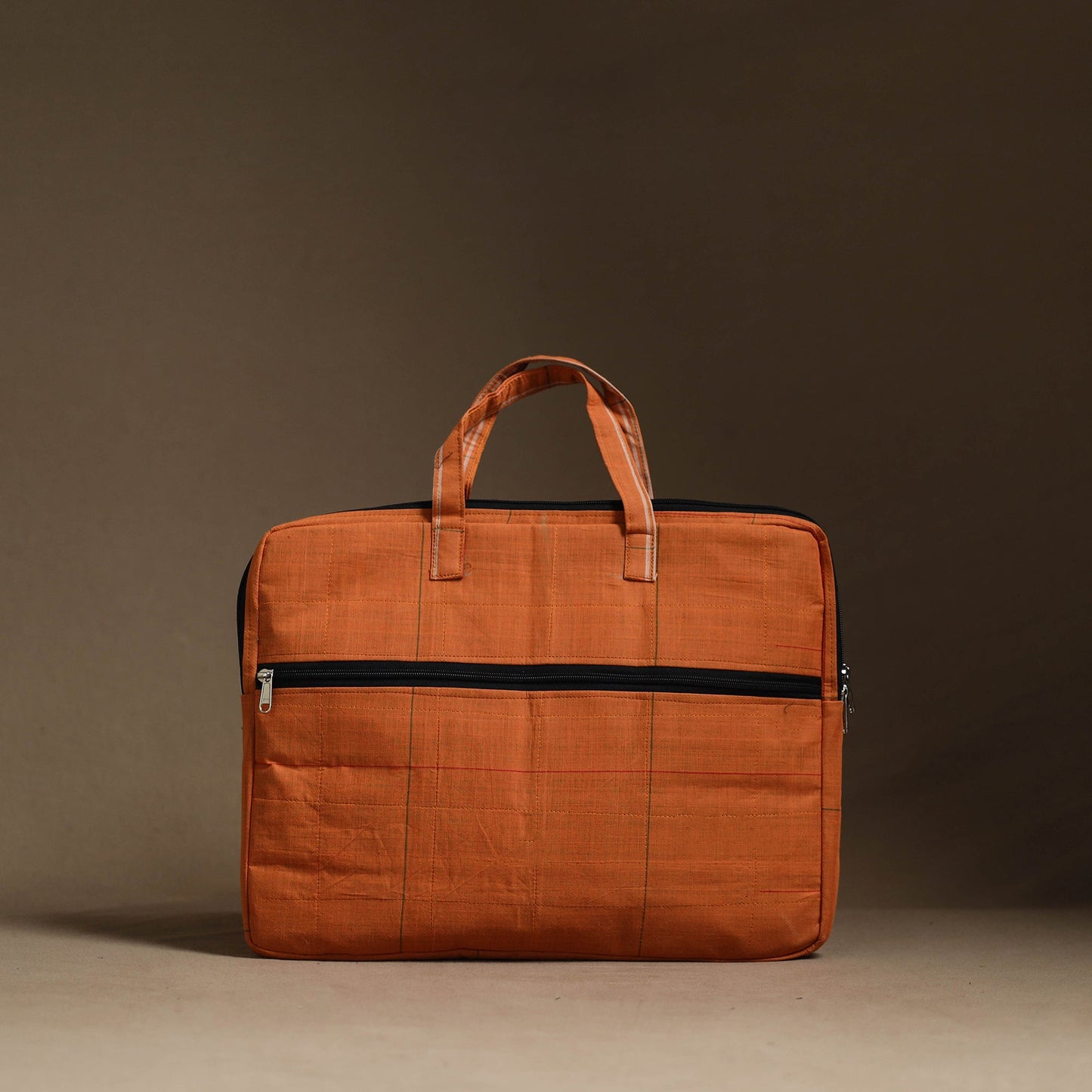 Orange Handmade Quilted Cotton Laptop Bag (13 x 16 in)