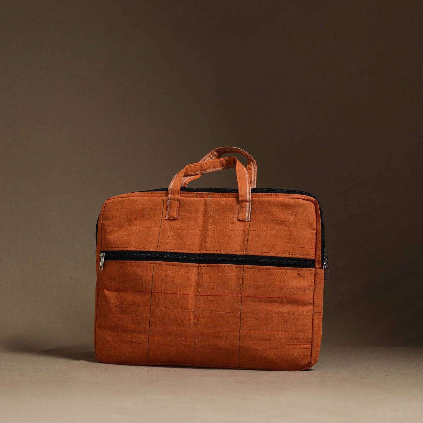 Orange Handmade Quilted Cotton Laptop Bag (13 x 16 in)