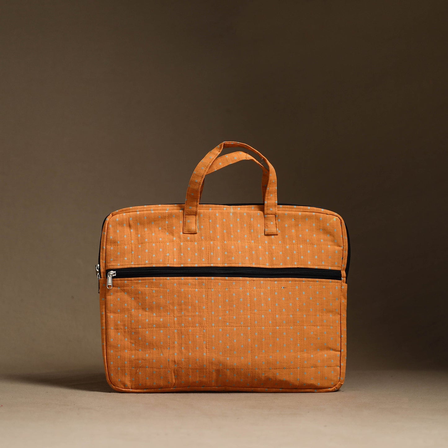 Orange Handmade Quilted Cotton Laptop Bag (13 x 16 in)