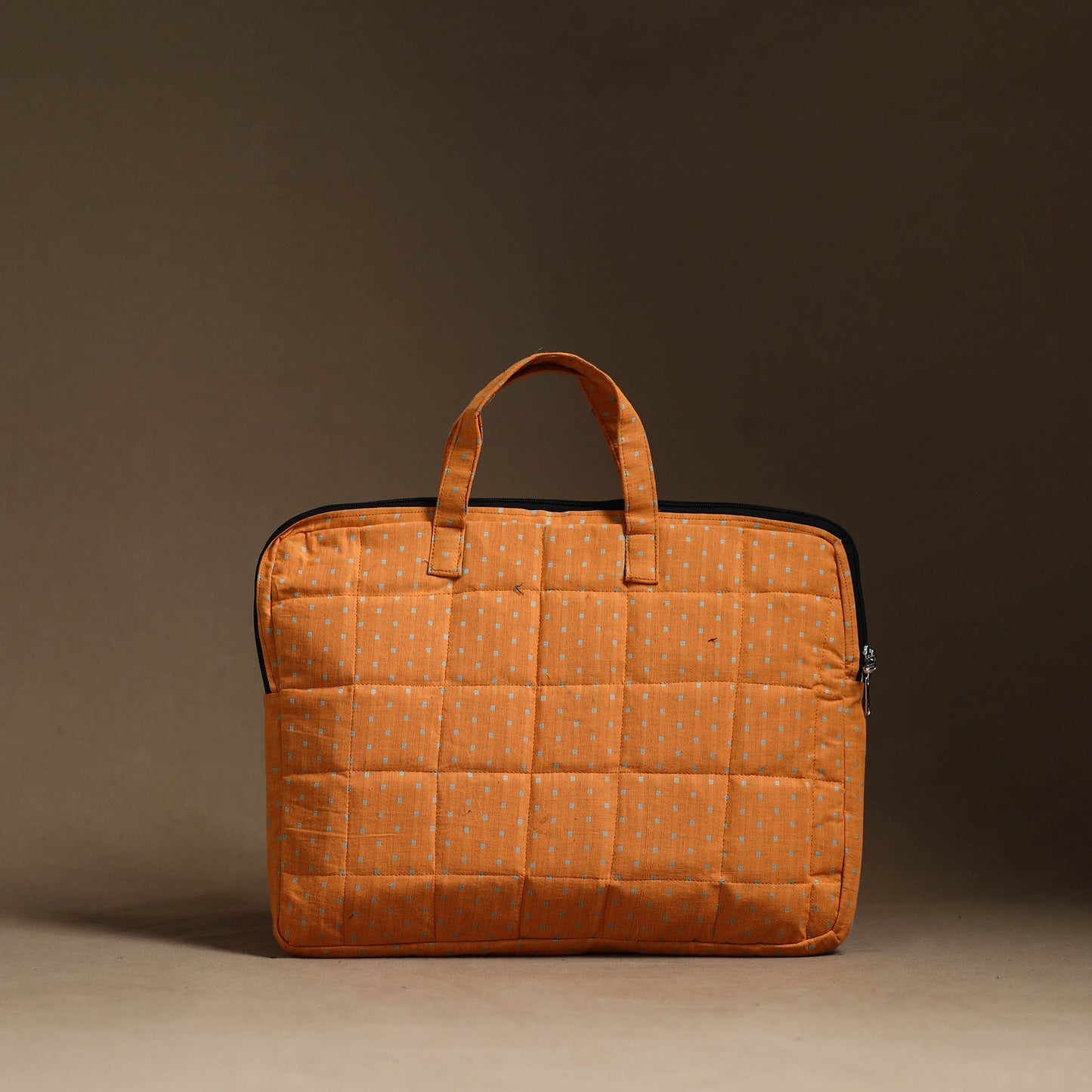 Orange Handmade Quilted Cotton Laptop Bag (13 x 16 in)