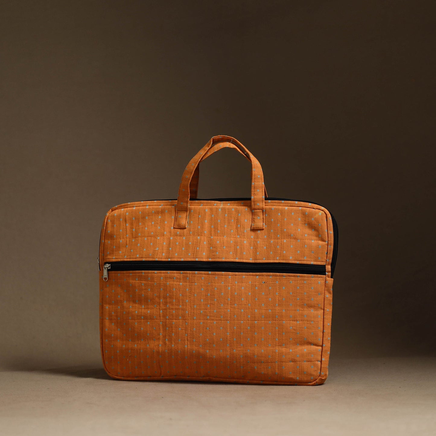 Orange Handmade Quilted Cotton Laptop Bag (13 x 16 in)