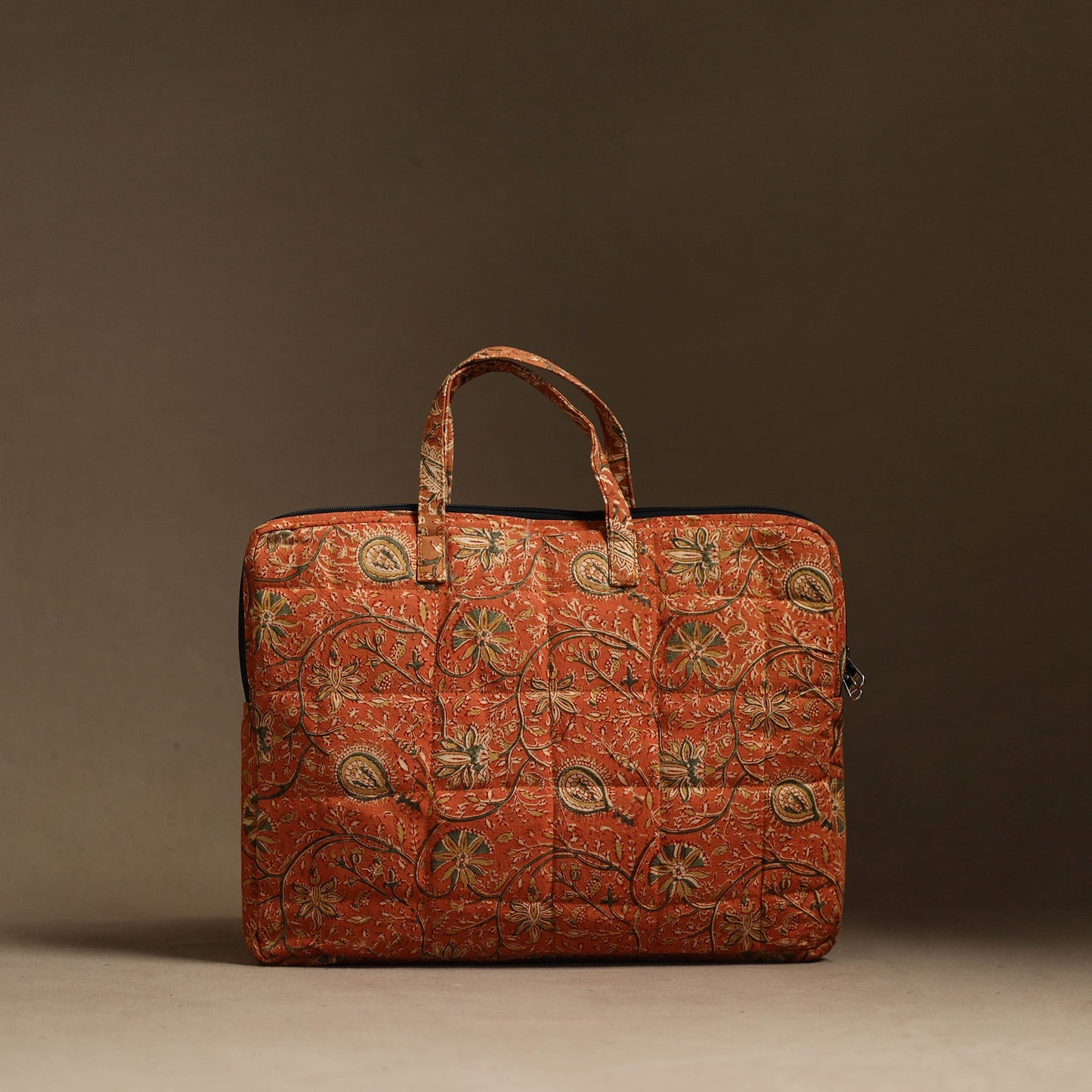 Orange Handmade Quilted Cotton Laptop Bag (13 x 16 in)