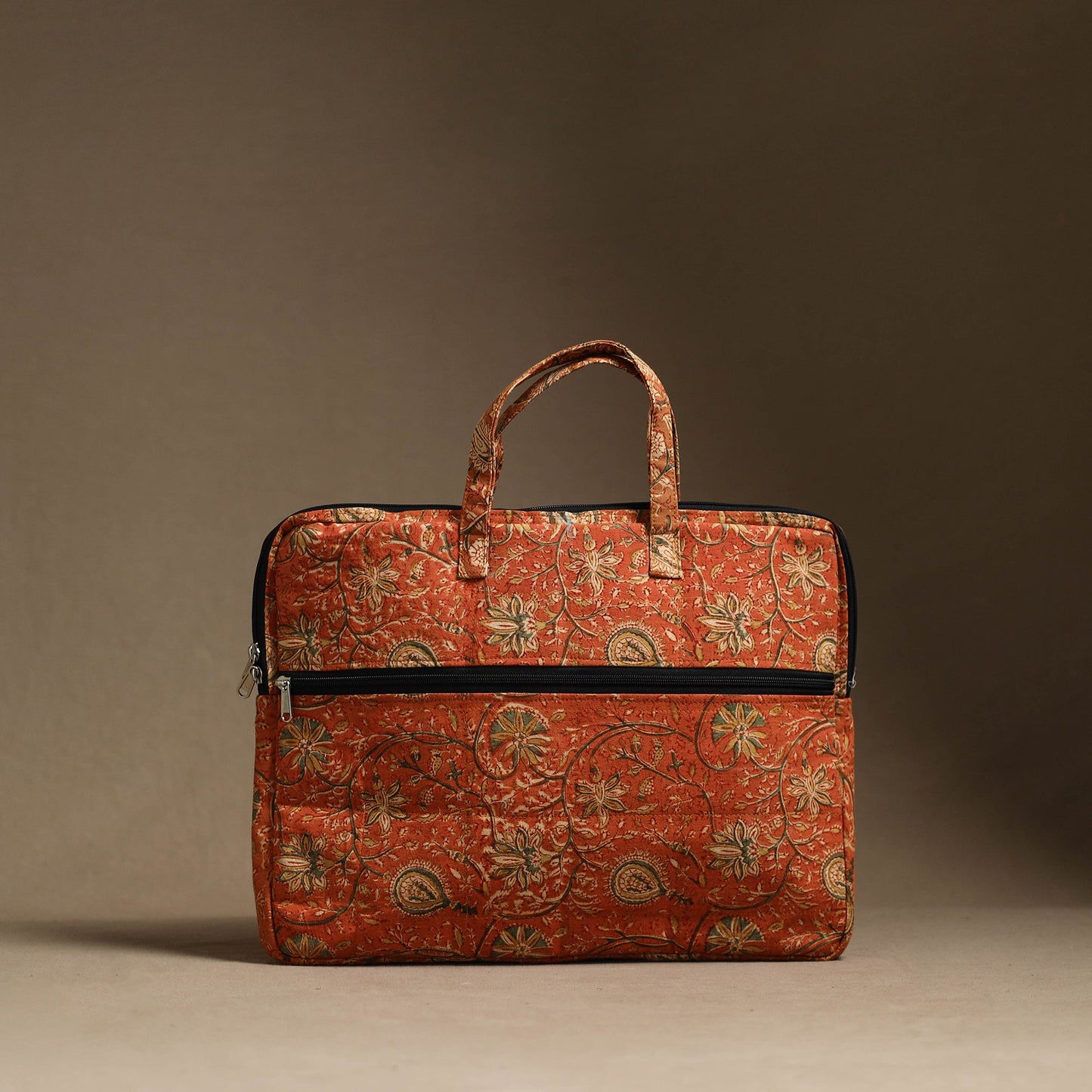 Orange Handmade Quilted Cotton Laptop Bag (13 x 16 in)