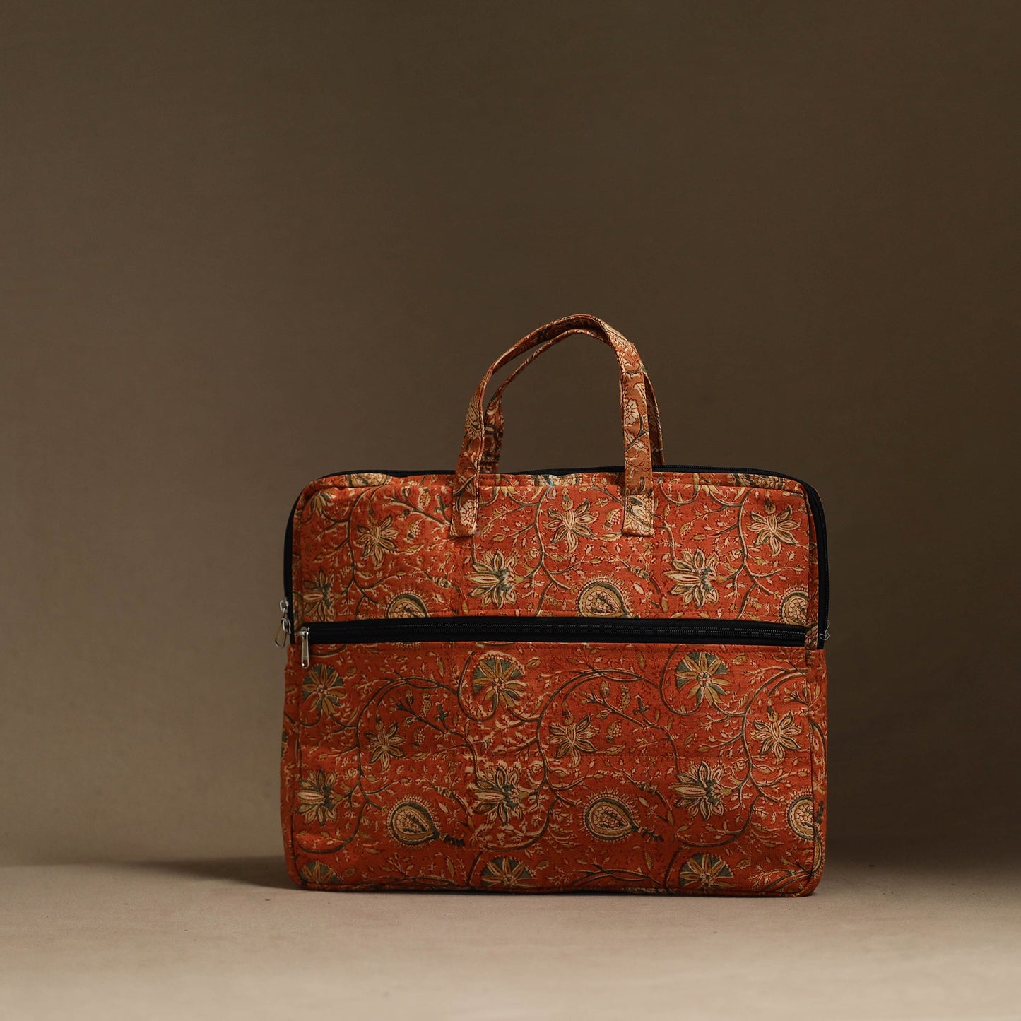 Orange Handmade Quilted Cotton Laptop Bag (13 x 16 in)