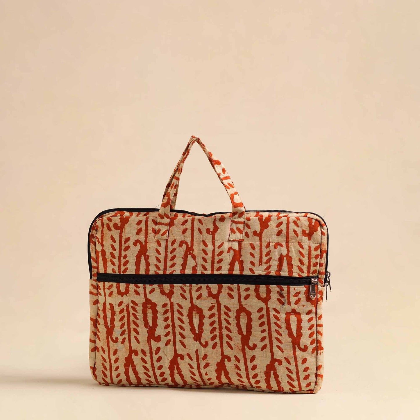Orange Handmade Quilted Cotton Laptop Bag