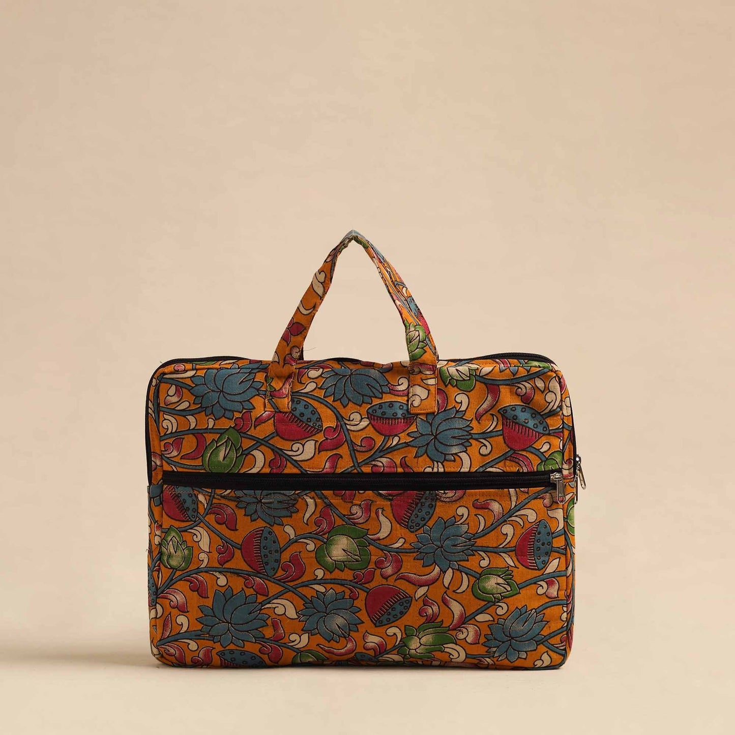 Orange Handmade Quilted Cotton Laptop Bag