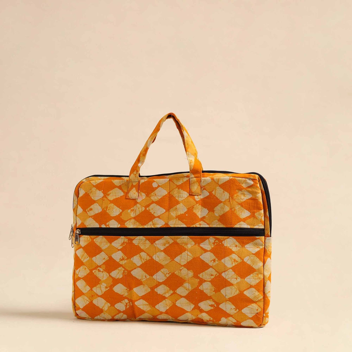 Yellow Handmade Quilted Cotton Laptop Bag