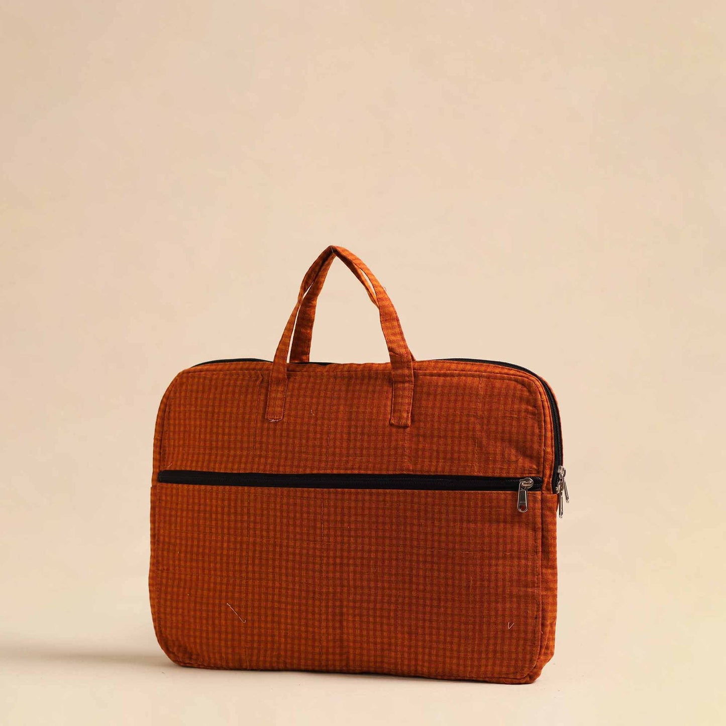 Orange Handmade Quilted Cotton Laptop Bag