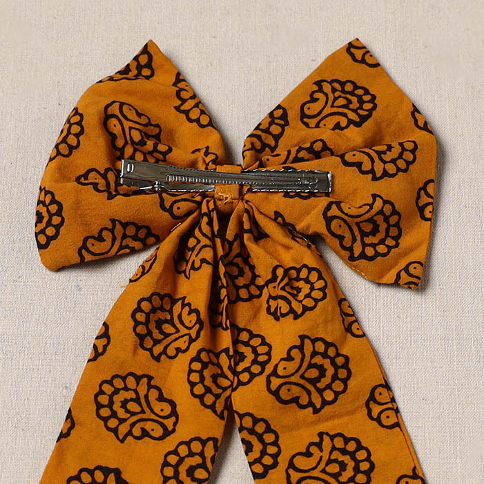 Orange - handmade women’s bow hair clip 84 - handcrafted