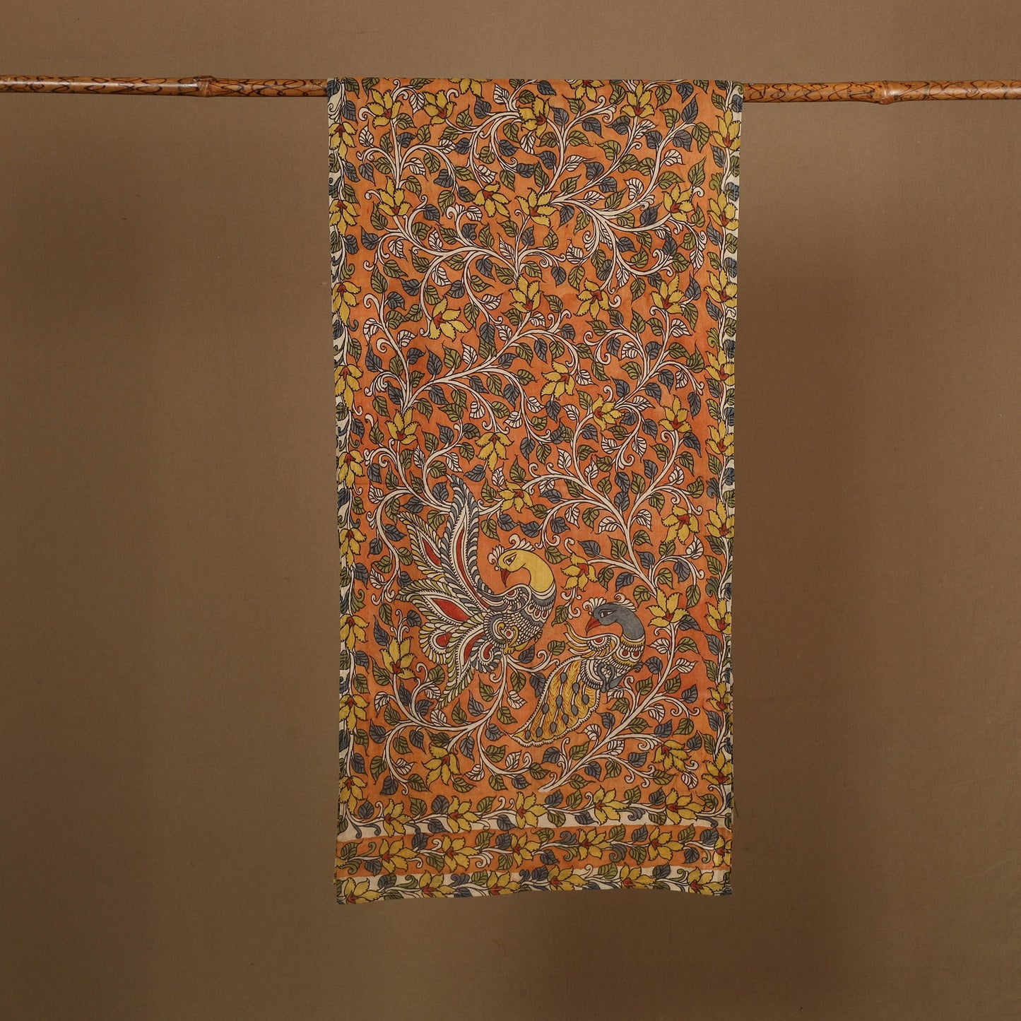 Orange Handpainted Cotton Kalamkari Stole Online