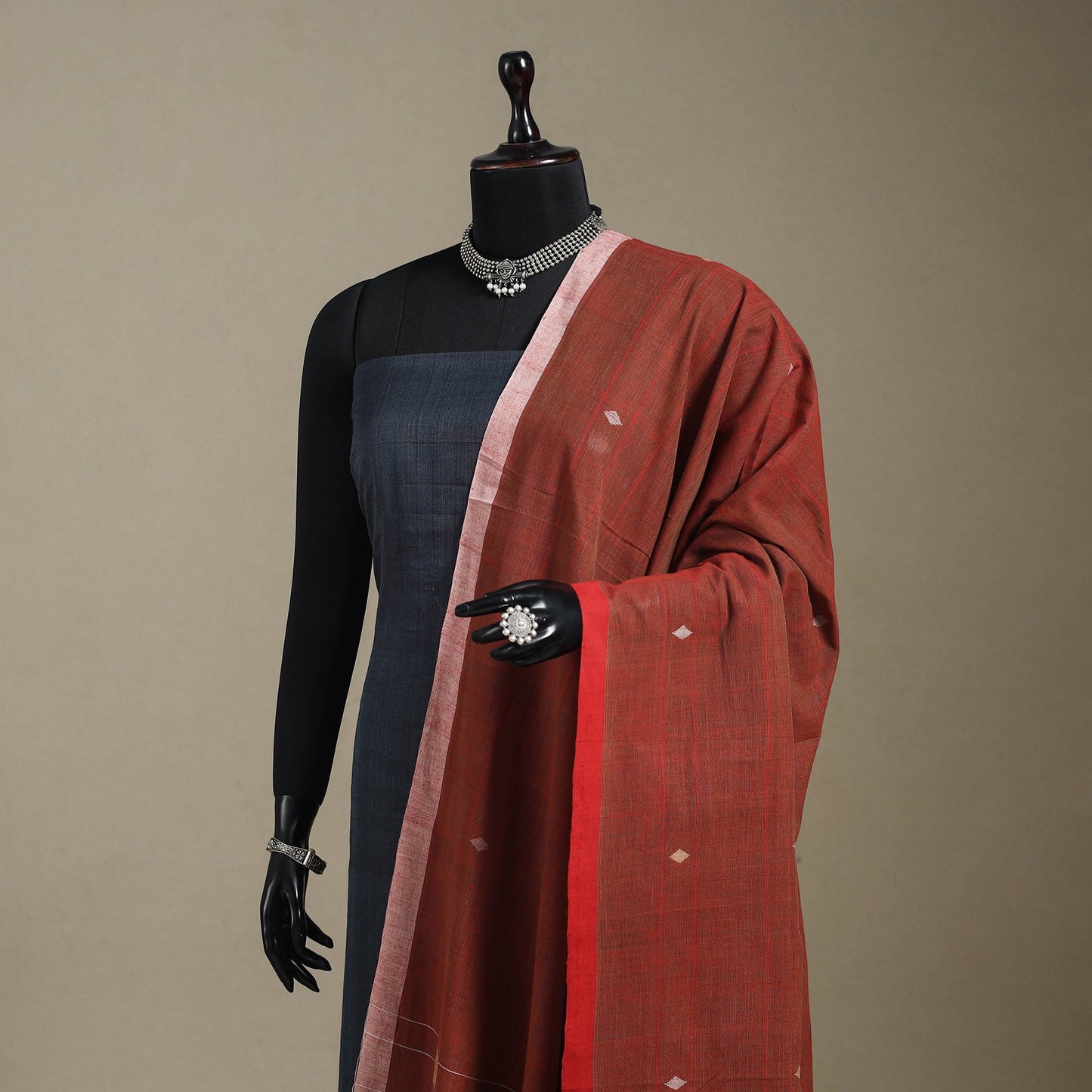 Peach - handspun handloom buti natural dyed cotton