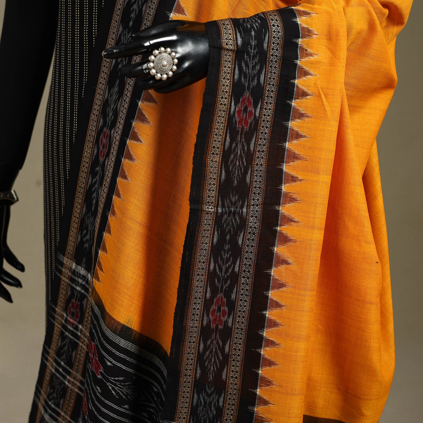 Orange - ikat handloom cotton sambalpuri dupatta 39