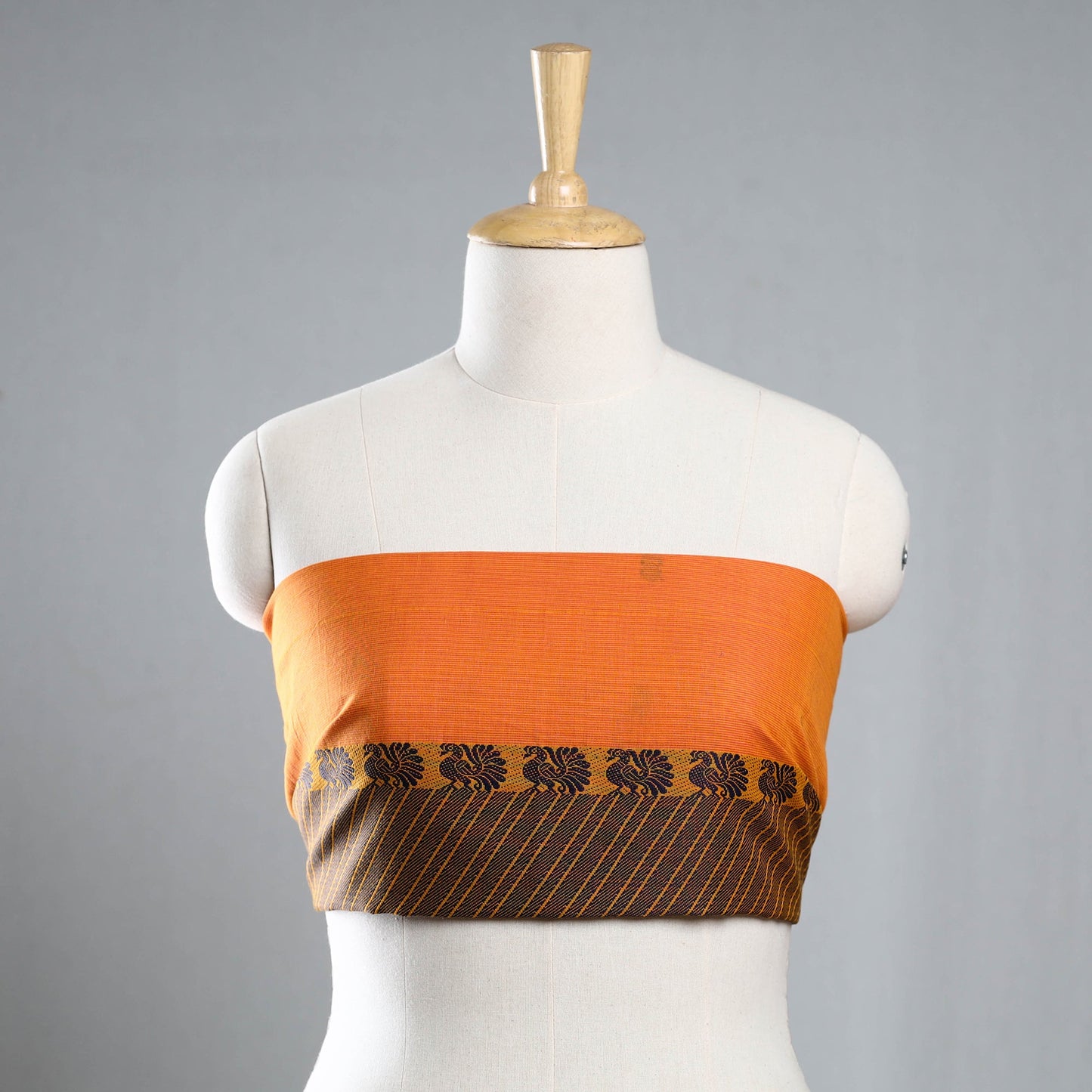 Orange - jacquard cotton blouse piece 45 - handcrafted