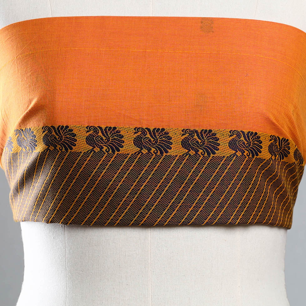 Orange - jacquard cotton blouse piece 45 - handcrafted