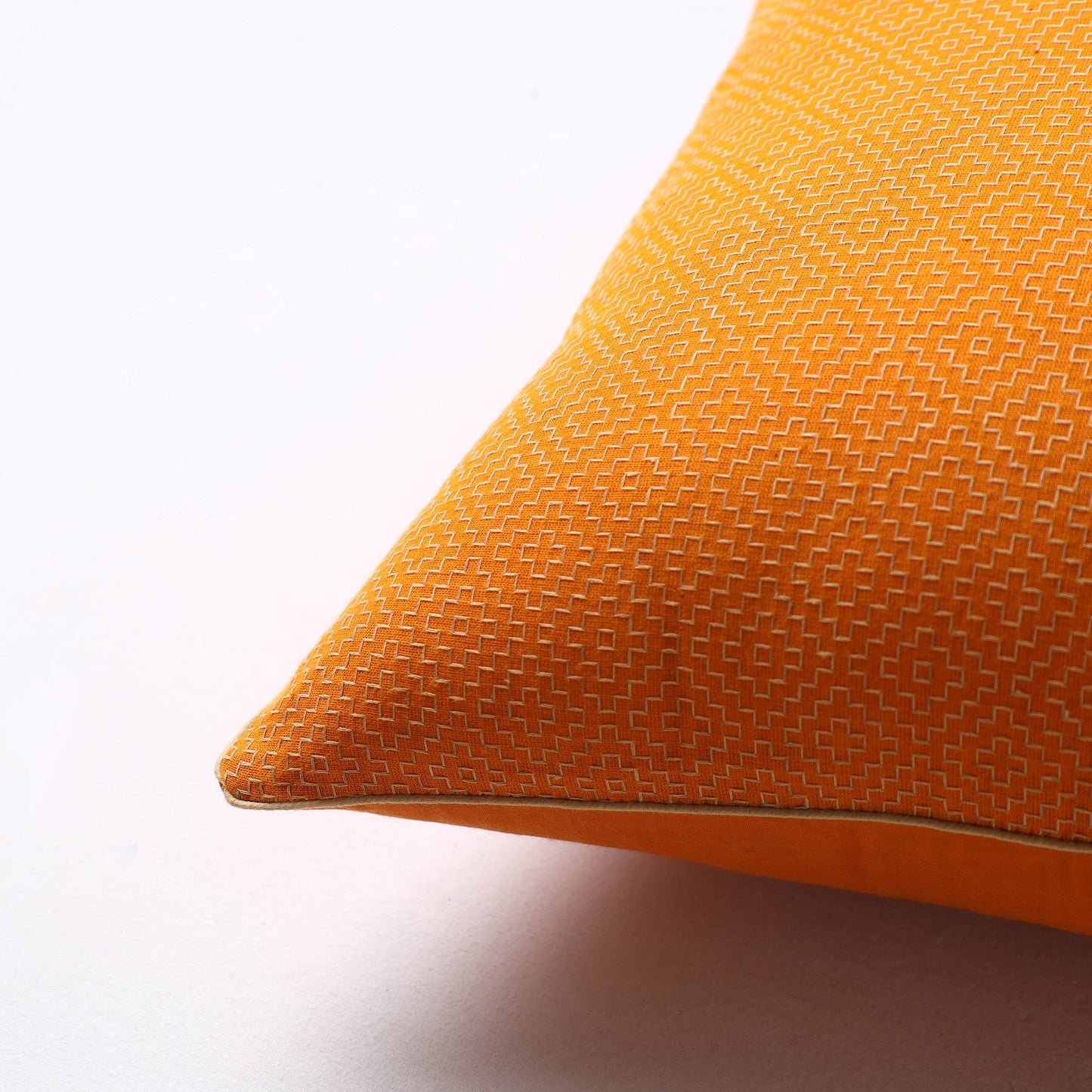 Orange Jacquard Cotton Fabric Cushion Cover