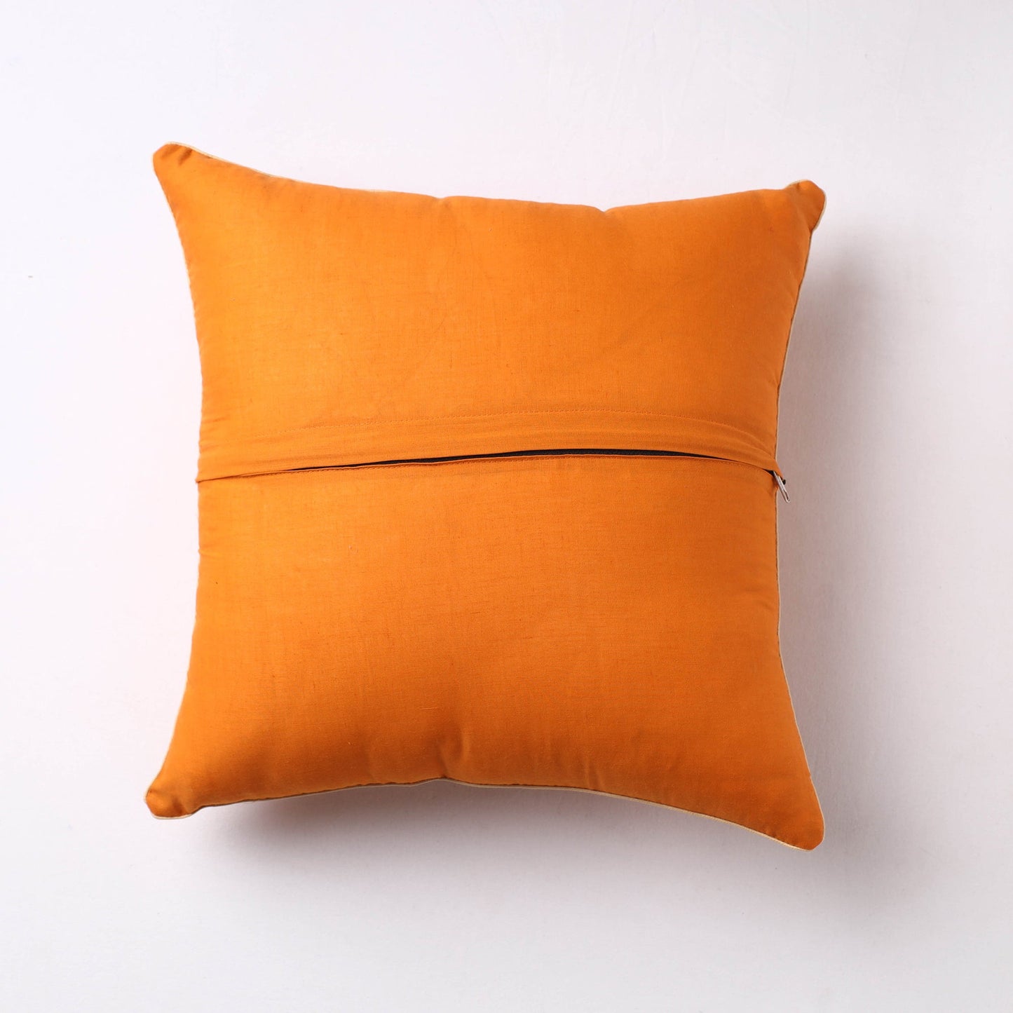 Orange Jacquard Cotton Fabric Cushion Cover