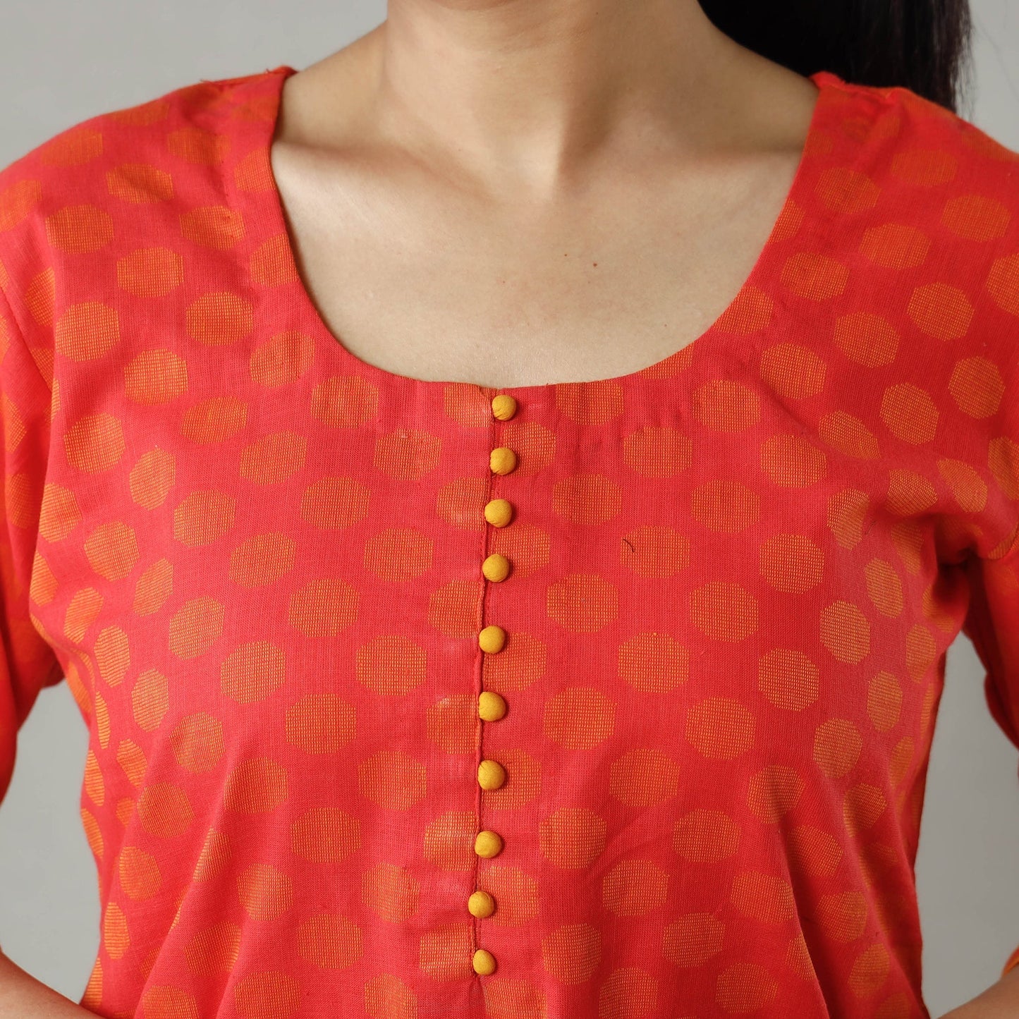 Jacquard Cotton Long Kurta for Women